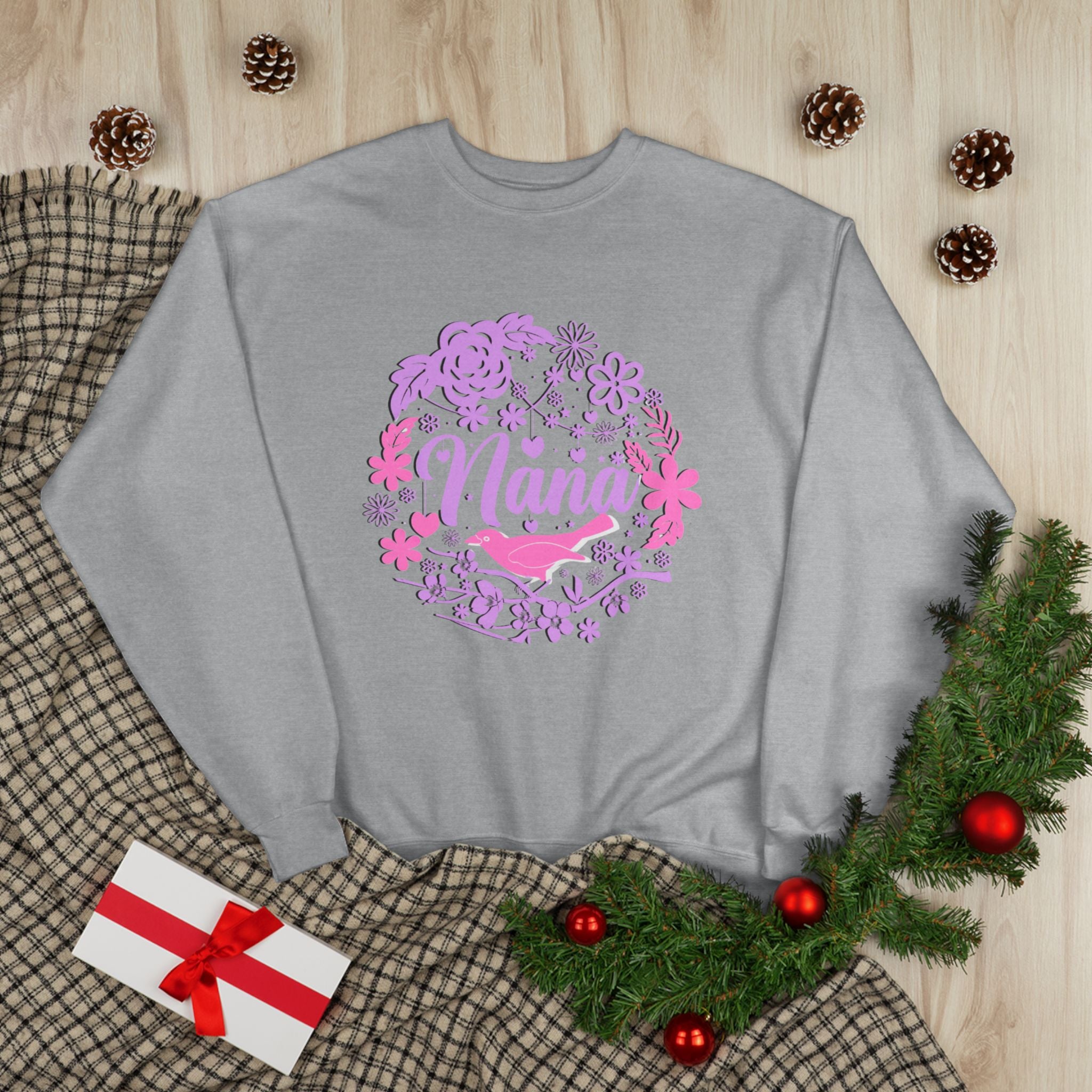 Nana Floral Crewneck Sweatshirt — Pink /Purple Grandma Gift