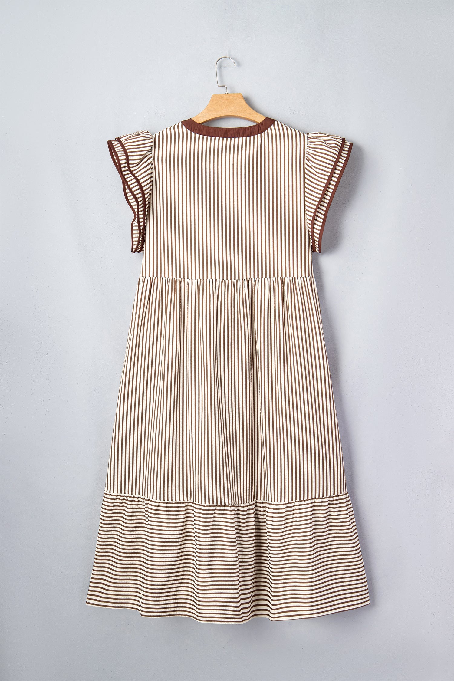 Harbor Stripe Maxi Dress — Tiered V-Neck Dress