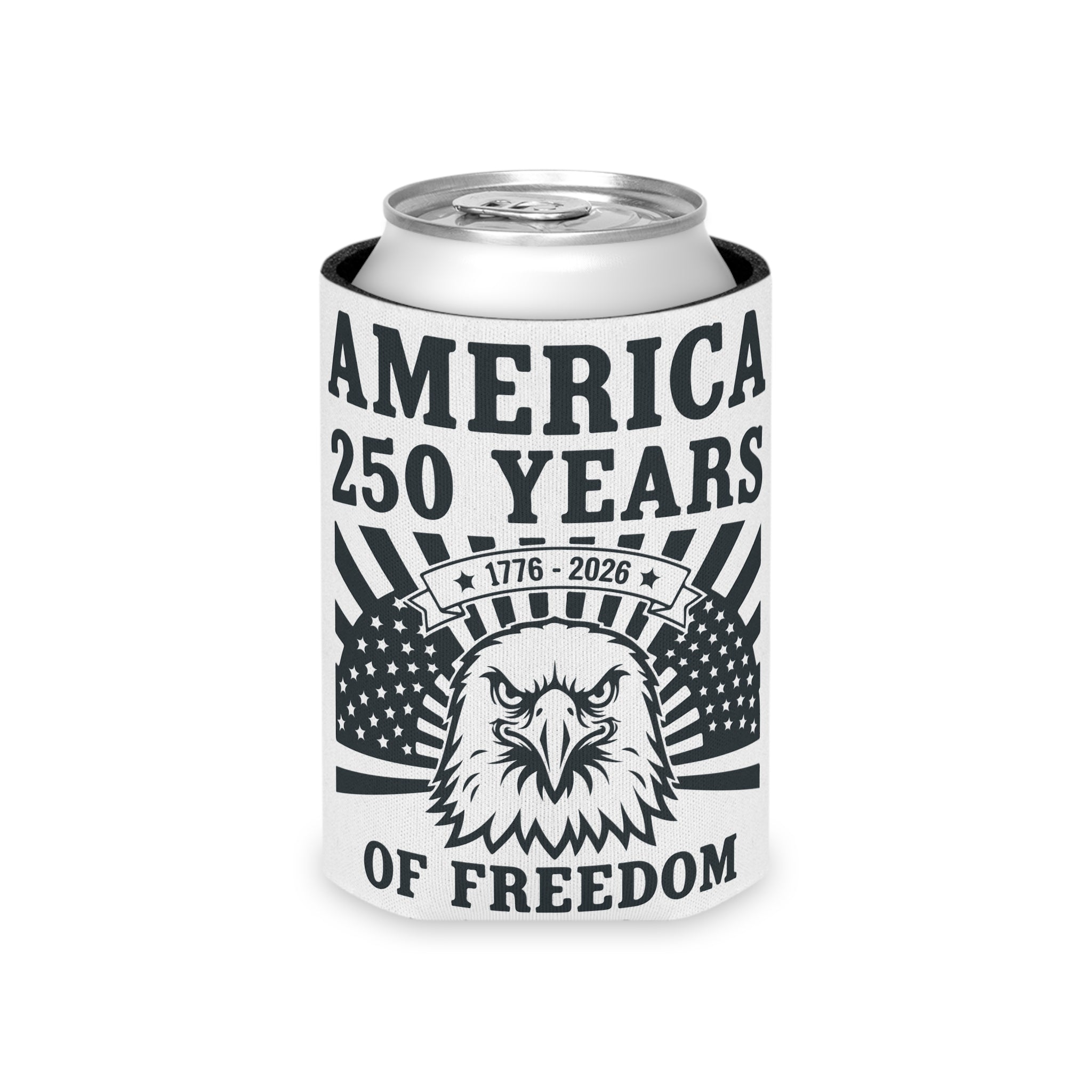 250 Years of Freedom Can Cooler – America 1776–2026 Eagle Flag Stubby Cooler