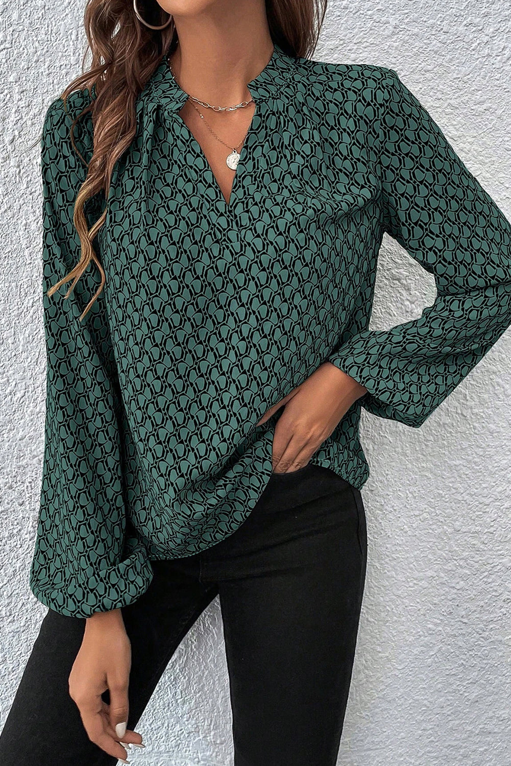 The Mosaic Puff Sleeve Blouse for Women