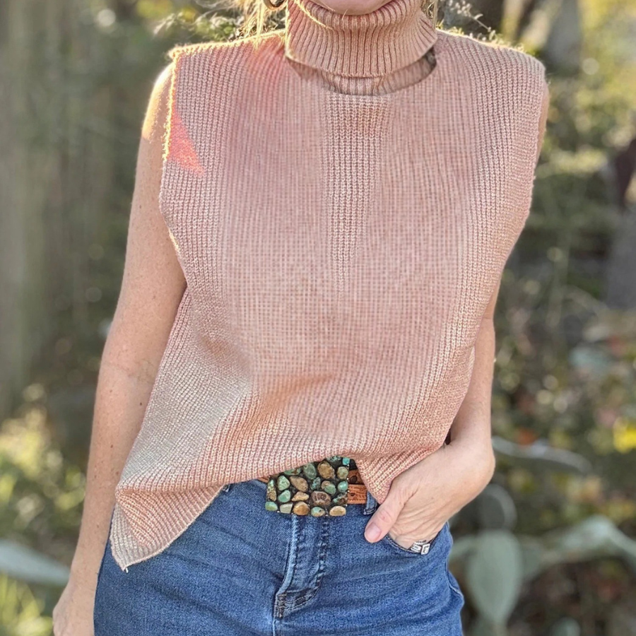 The Chalet Sleeveless High Neck Knit Wool Sweater for Women