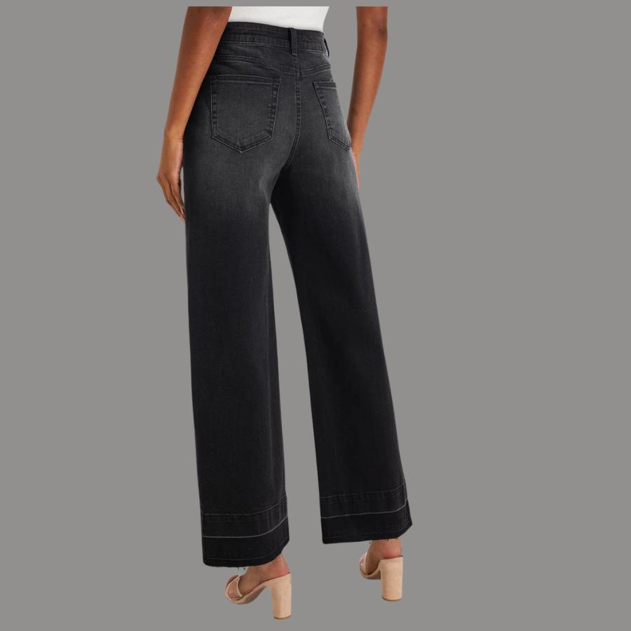 Denim Raw Hem Straight Leg Jeans