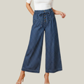 Polka Dot Button Up Pleated Wide Leg Jeans