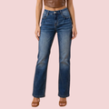 Acid Washed Straight Leg Full Length Jeans