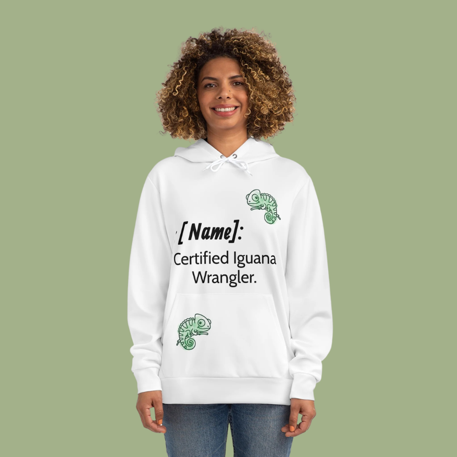 Custom "Certified Iguana Wrangler" Hoodie — Personalized Reptile Lover Gift