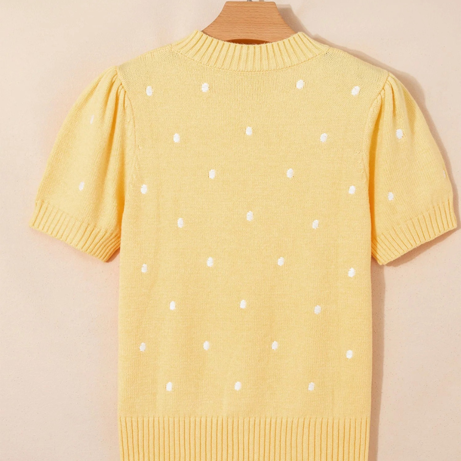 Polka Dot Bubble Short Sleeve Sweater