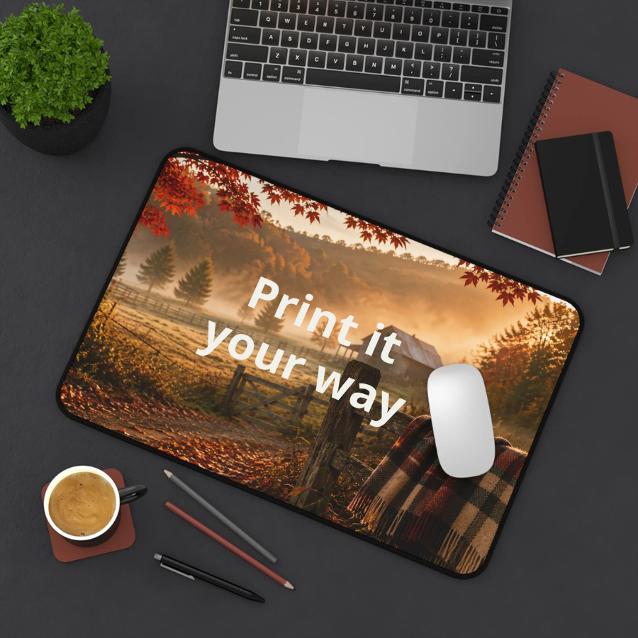 Custom Photo Desk Mat — Personalized Scenic Office Mousepad ("Print it your way")