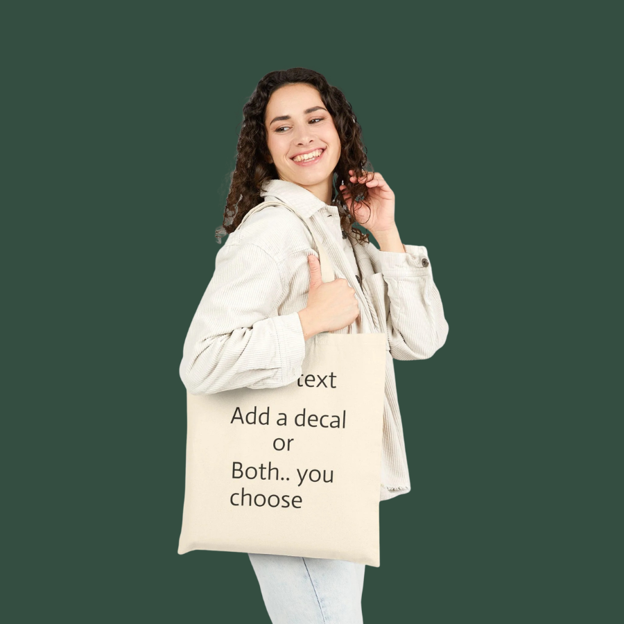 Canvas Tote Bag — Customizable Natural Cotton Tote (Add Text or Decal)