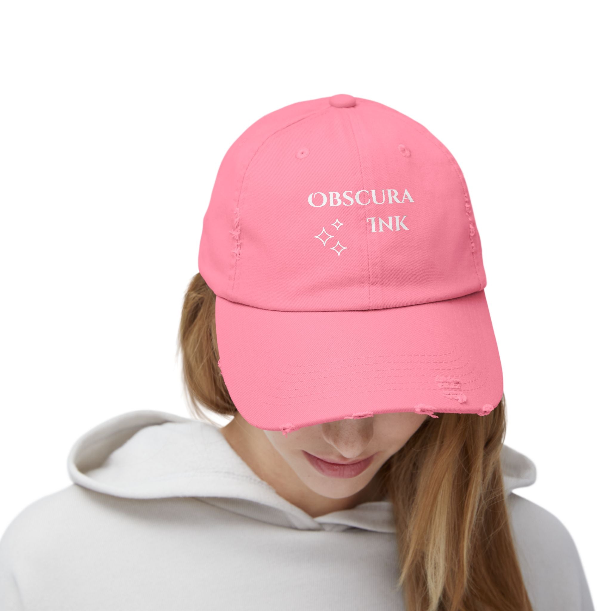 Obscura Ink Distressed Baseball Cap — Name Logo