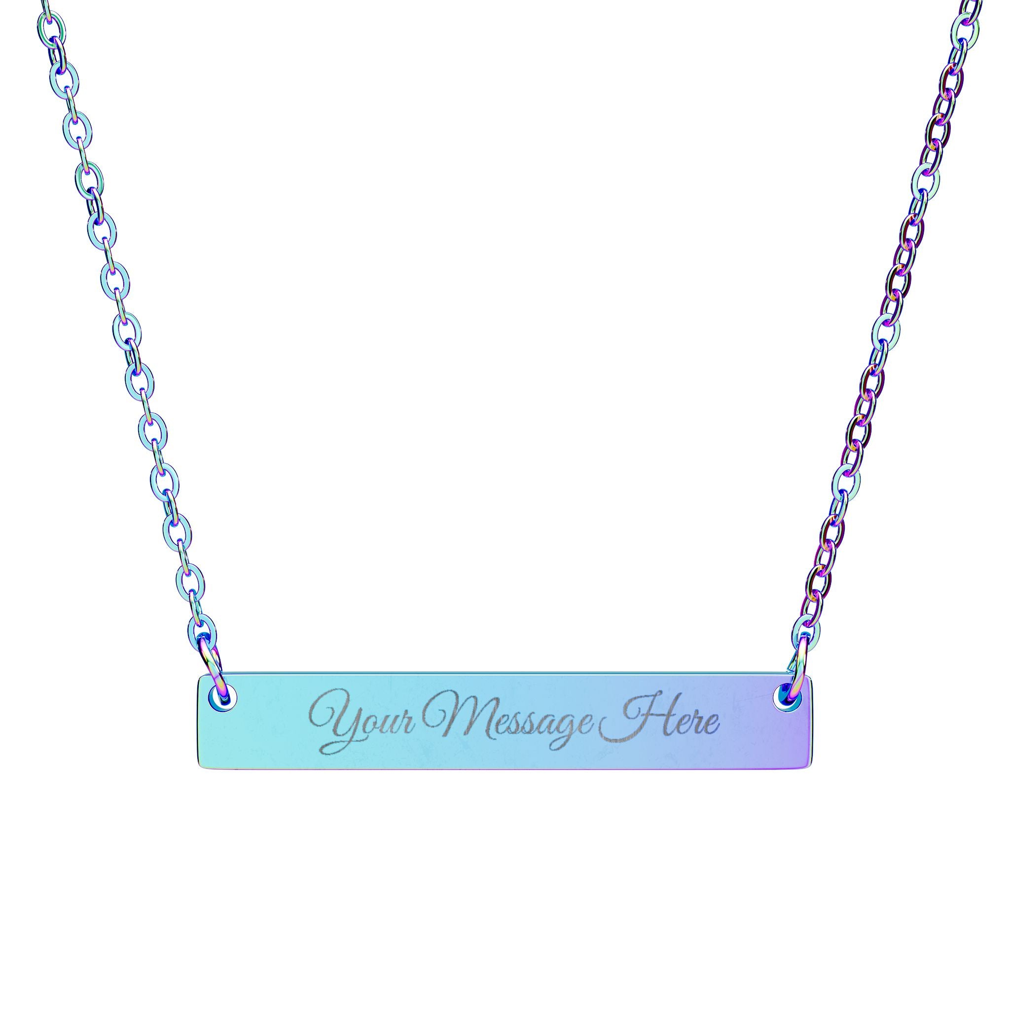 Engraved Horizontal Bar Necklace — Personalized Name Plate Pendant