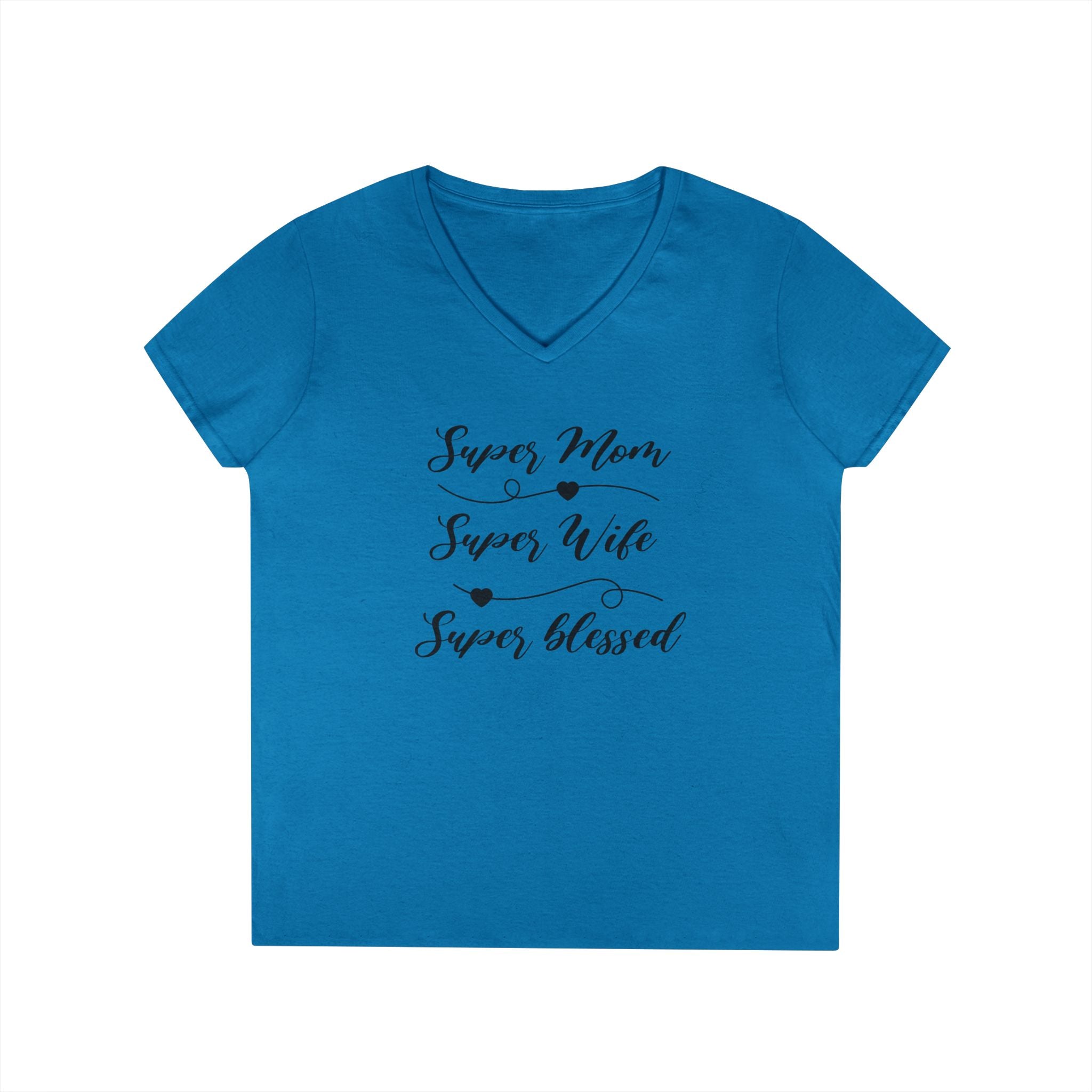 Super Mom Super Wife Super Blessed V-Neck Tee