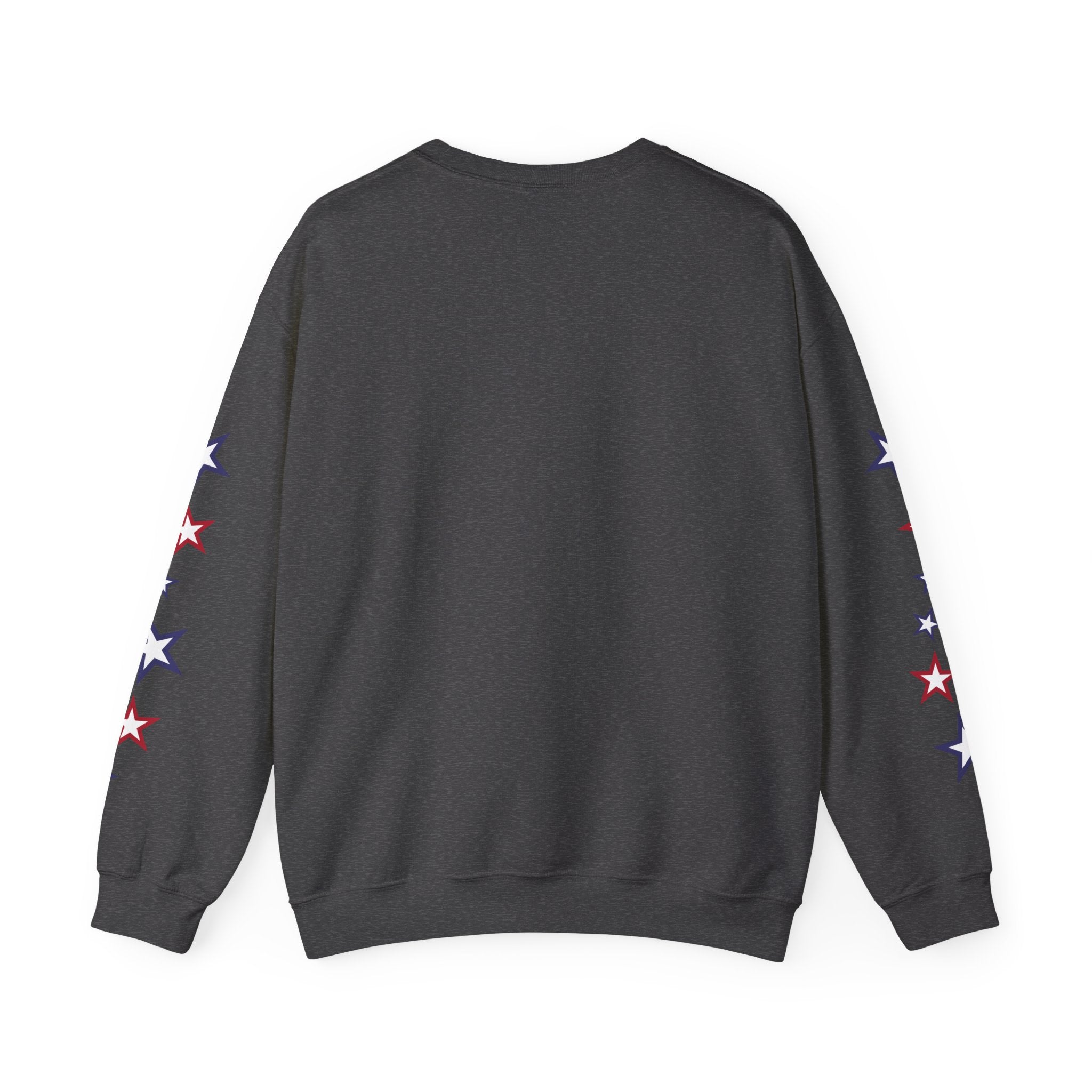 American Flag Castle Crewneck Sweatshirt — Patriotic Stars Sleeve Pullover