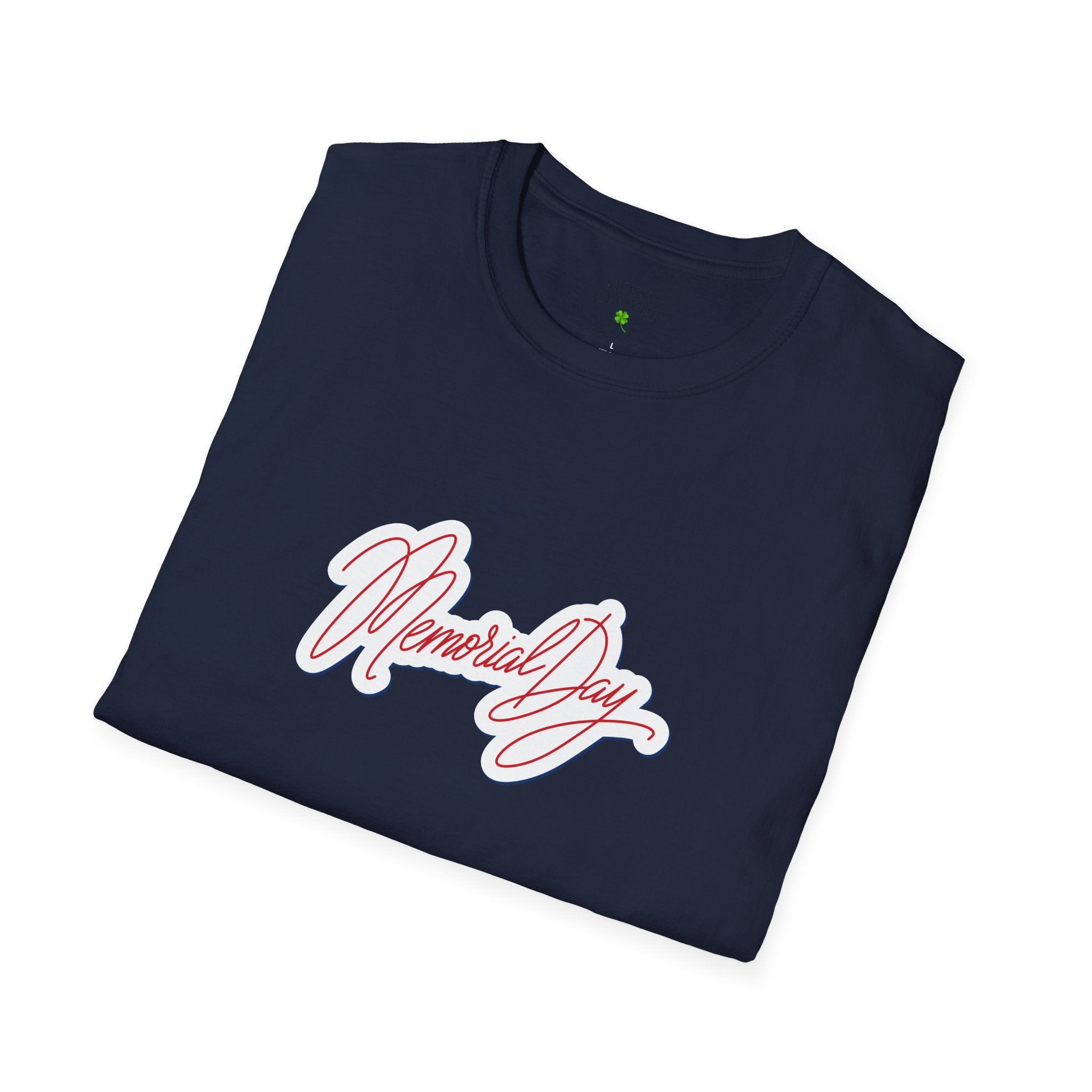 Memorial Day T-Shirt – 'Memorial Day' Script Front & American Flag Back