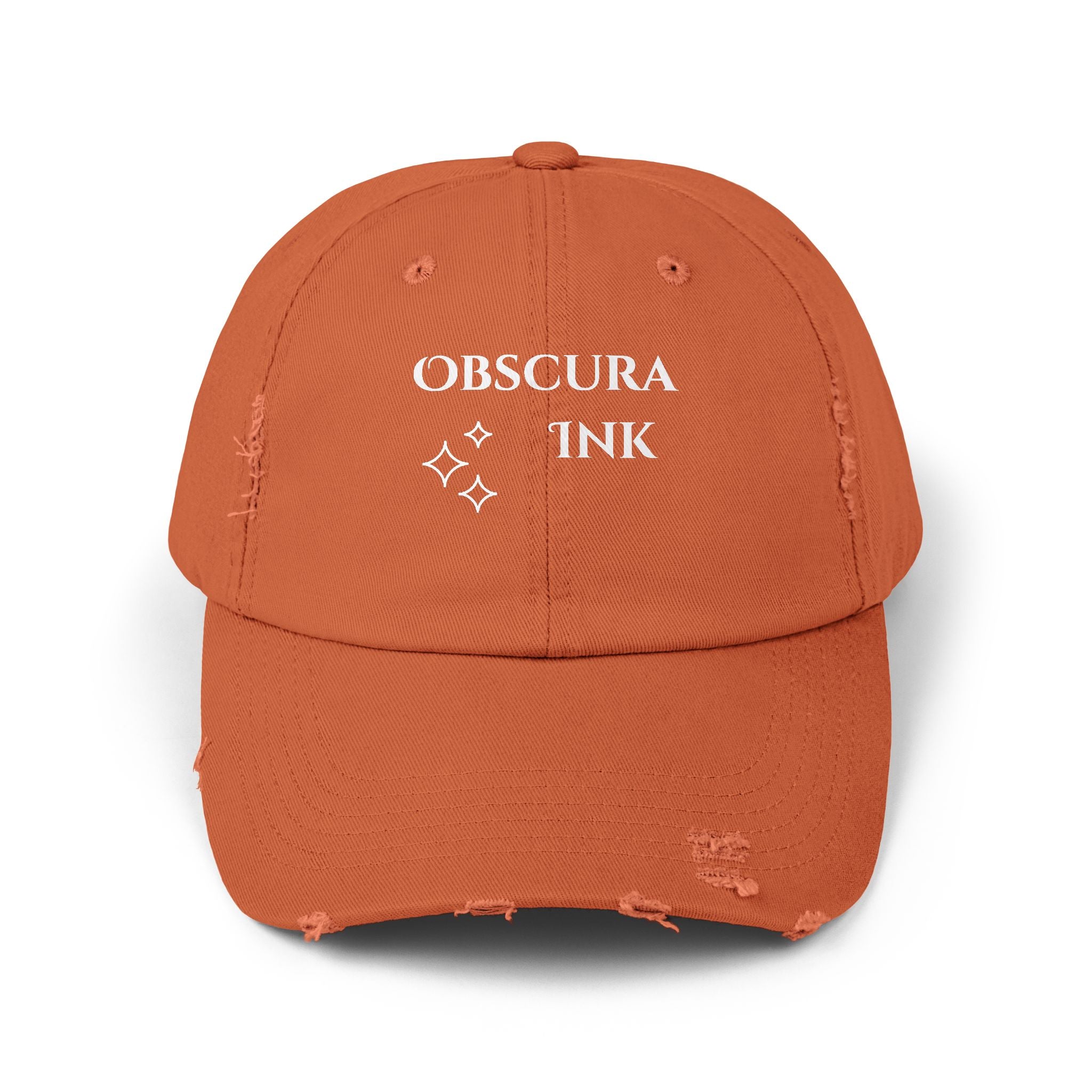 Obscura Ink Distressed Baseball Cap — Name Logo