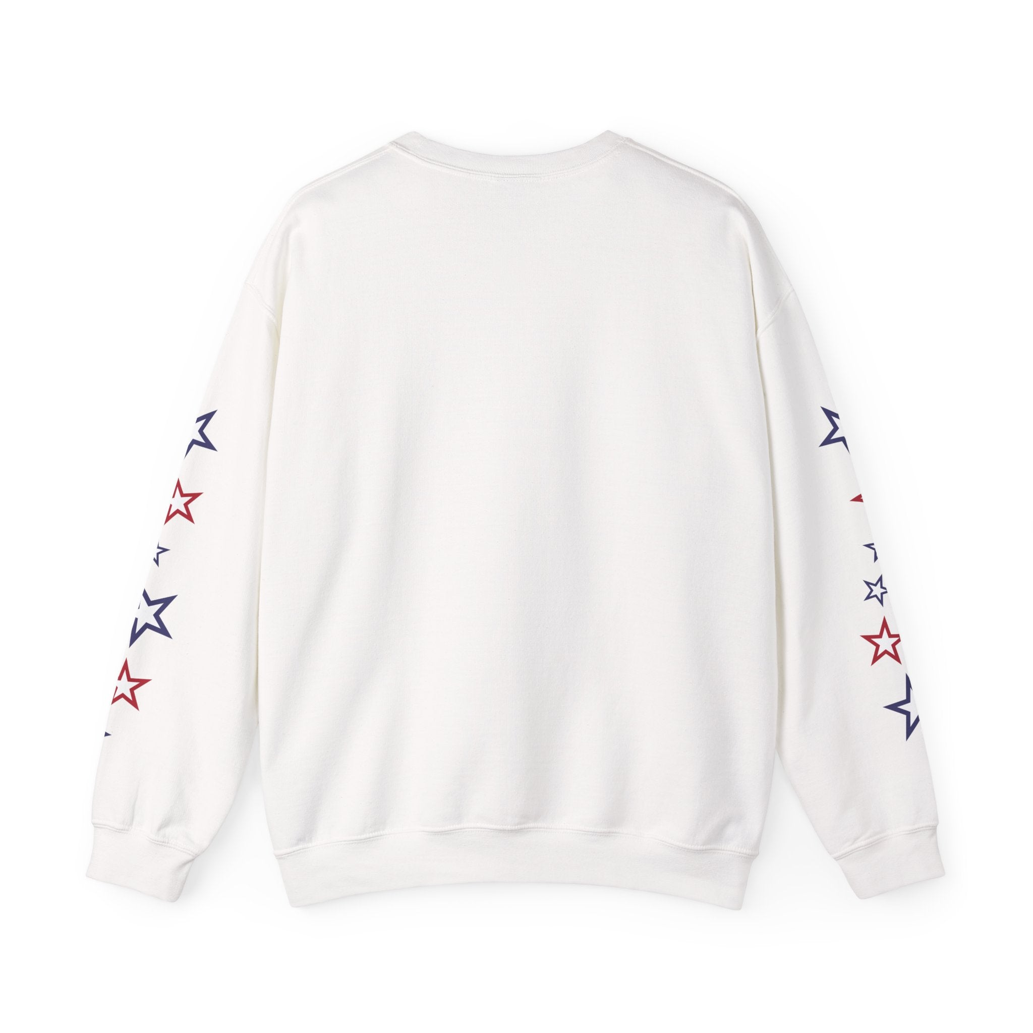 American Flag Castle Crewneck Sweatshirt — Patriotic Stars Sleeve Pullover