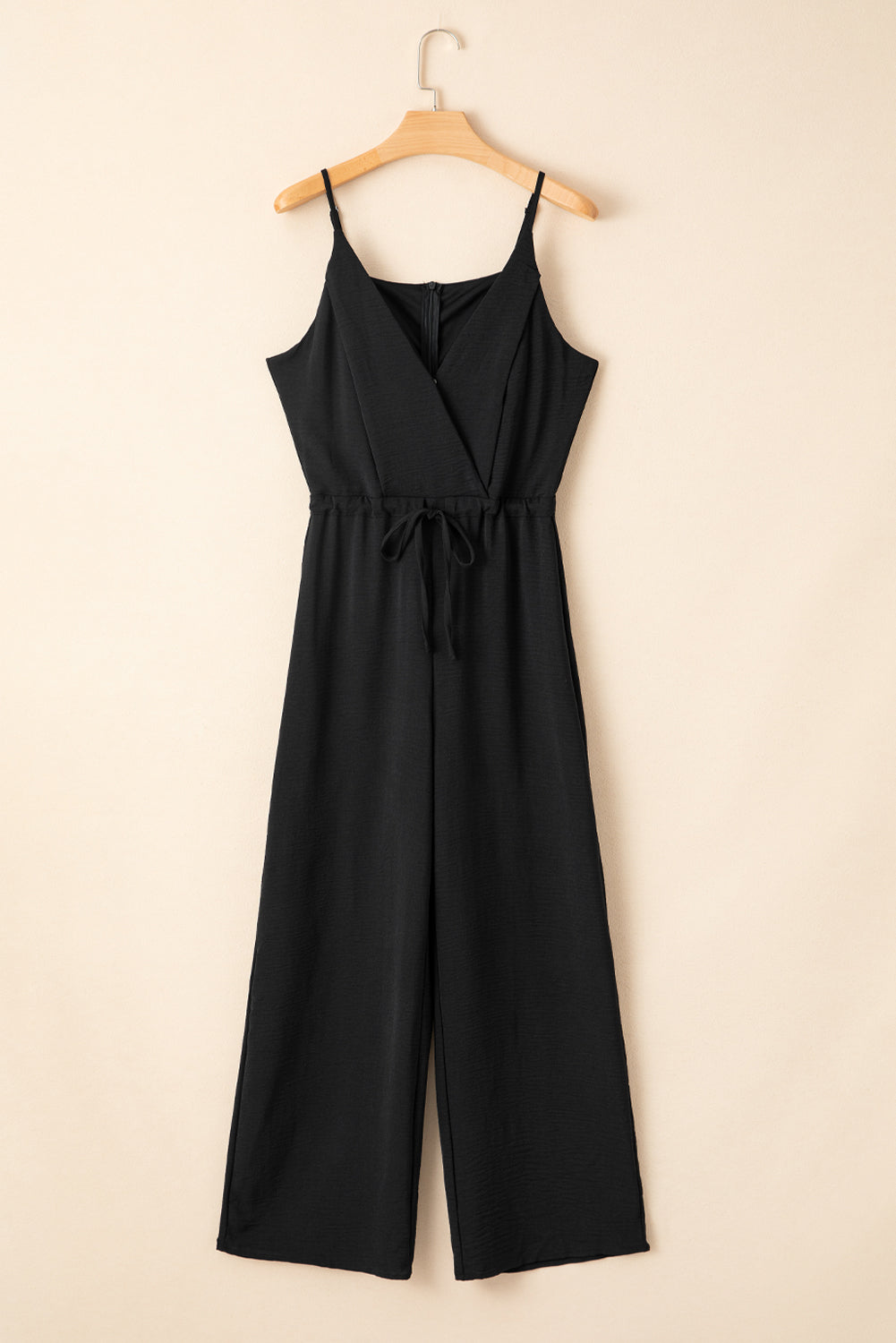 Solstice Drawstring Jumpsuit — Wide-Leg Spaghetti Strap One-Piece