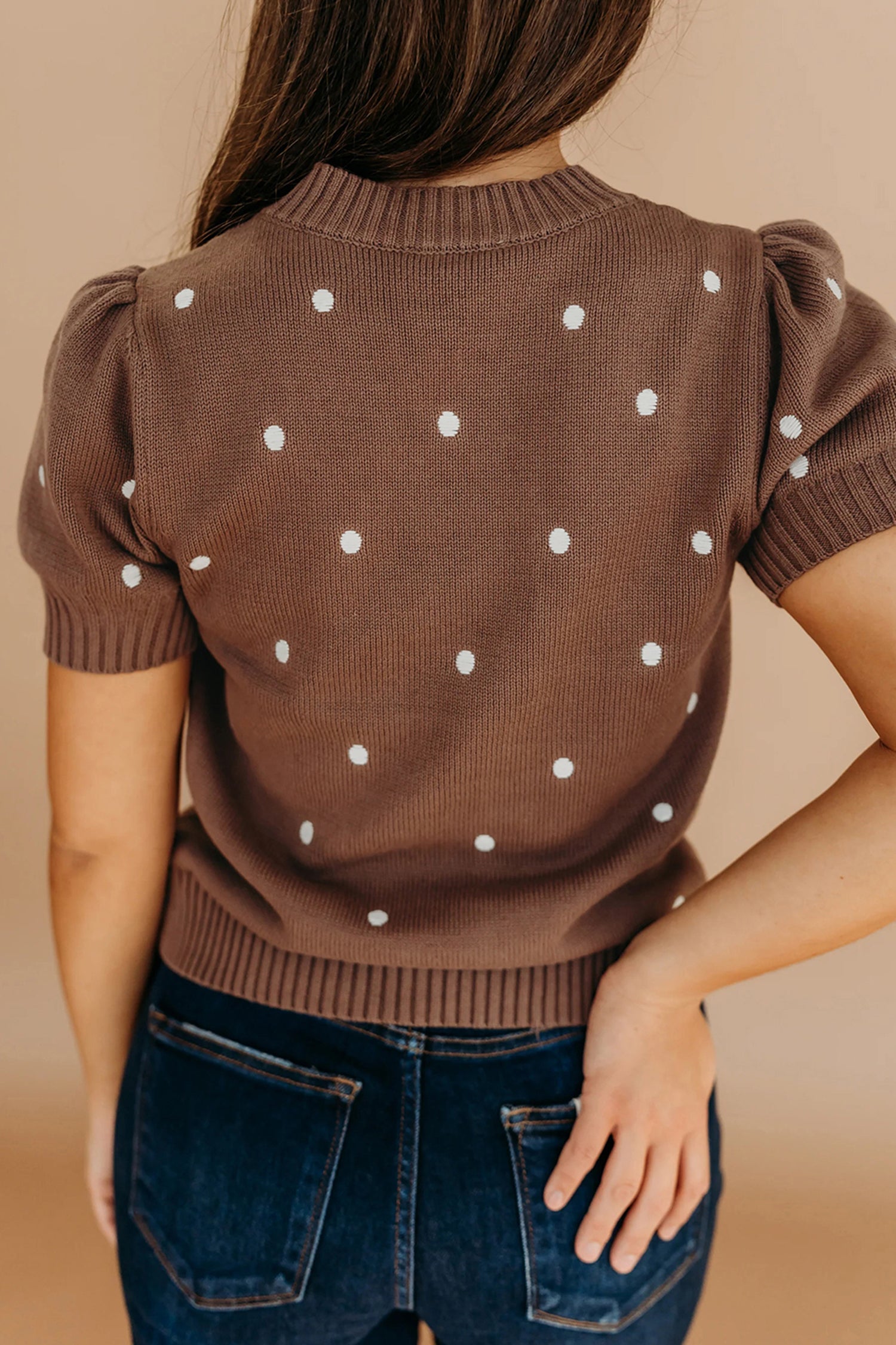 Polka Dot Bubble Short Sleeve Sweater ~ B & W