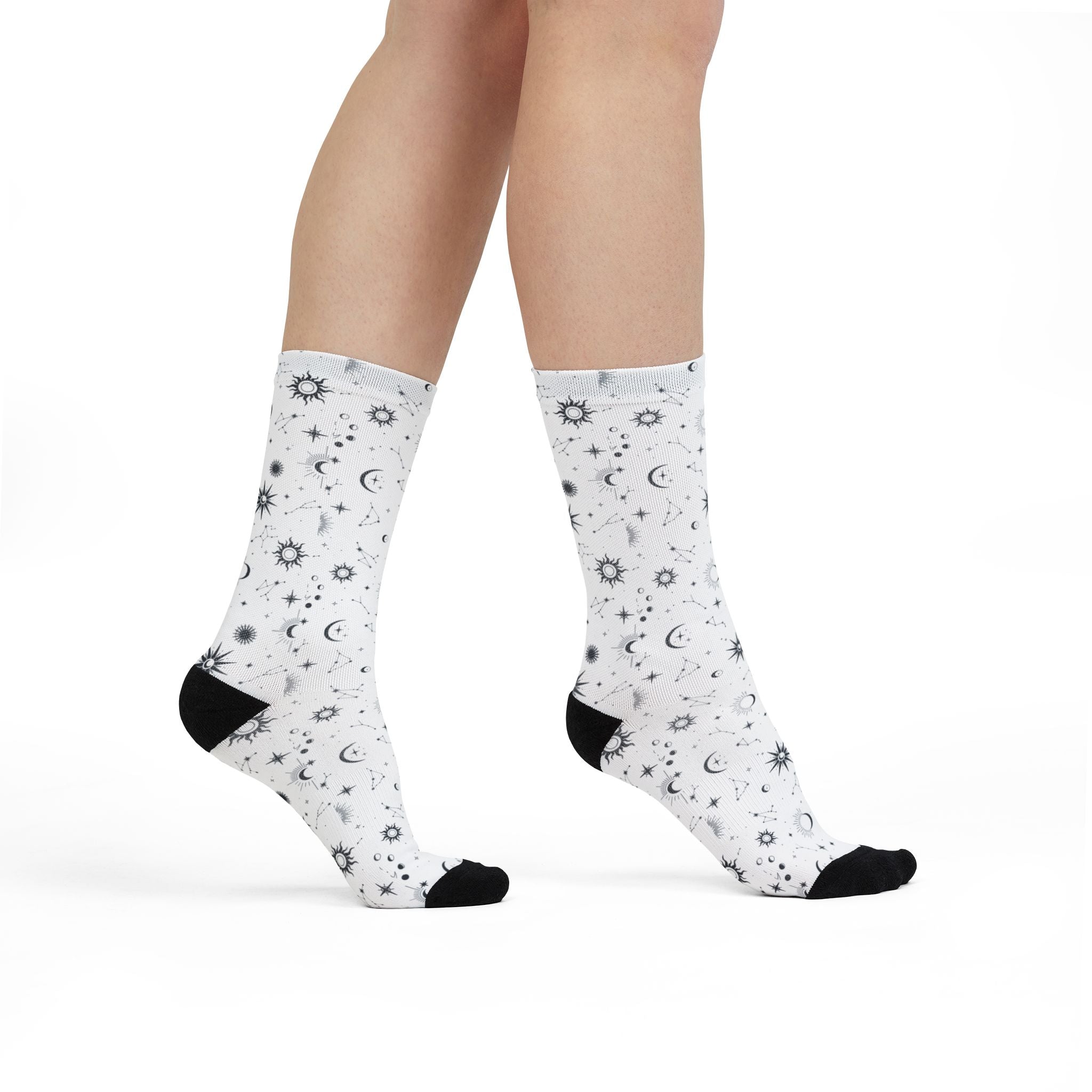 Celestial Moon & Stars Crew Socks —  Astrological Pattern