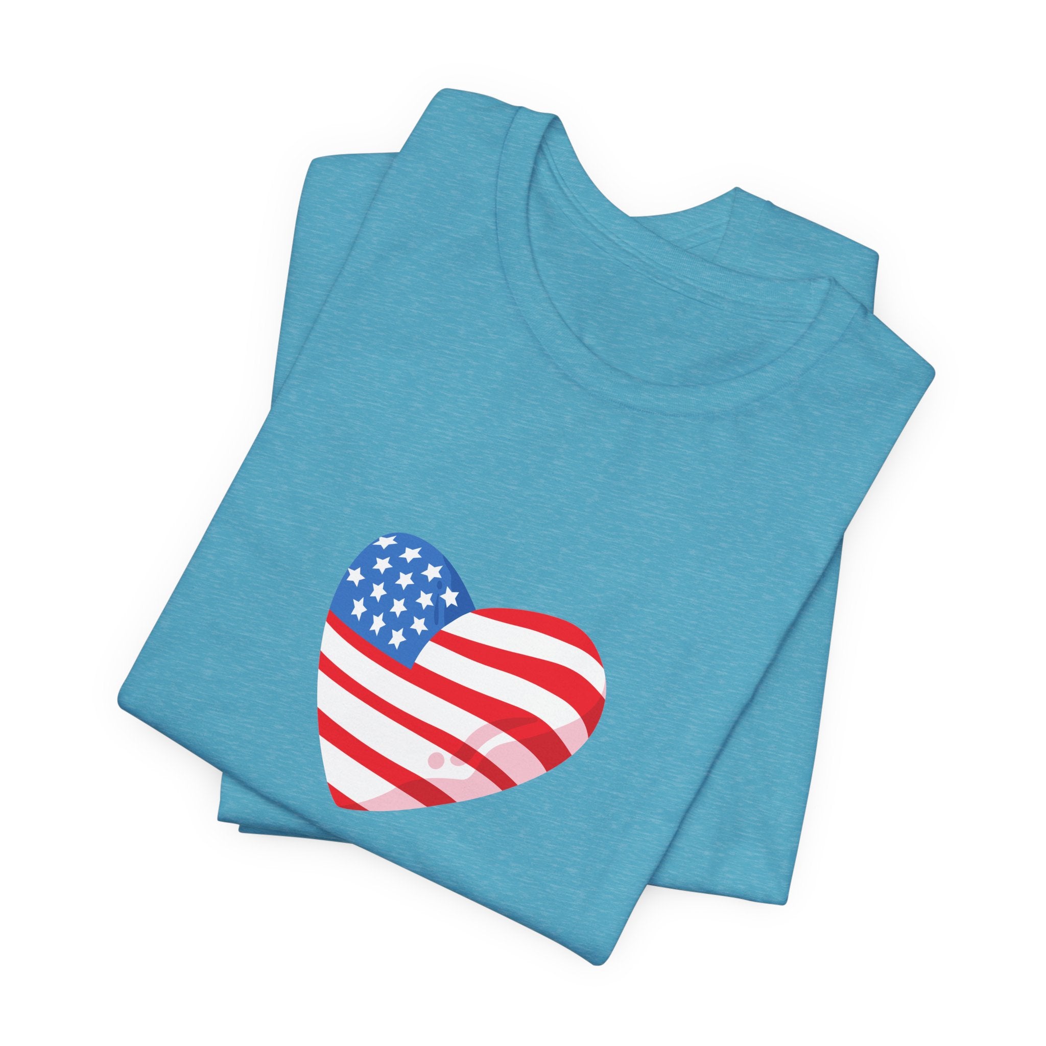 4th of July Heart Flag Tee — American Flag Heart Graphic T-Shirt