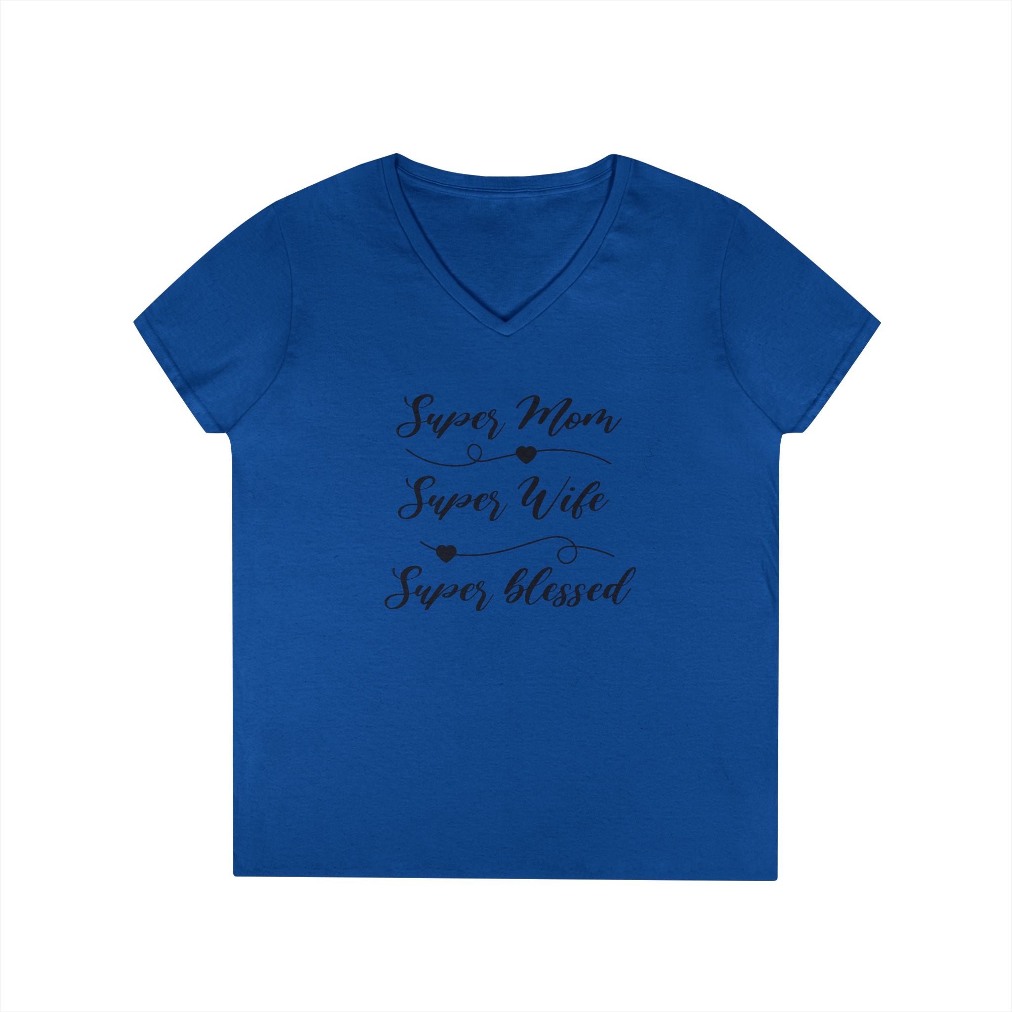 Super Mom Super Wife Super Blessed V-Neck Tee