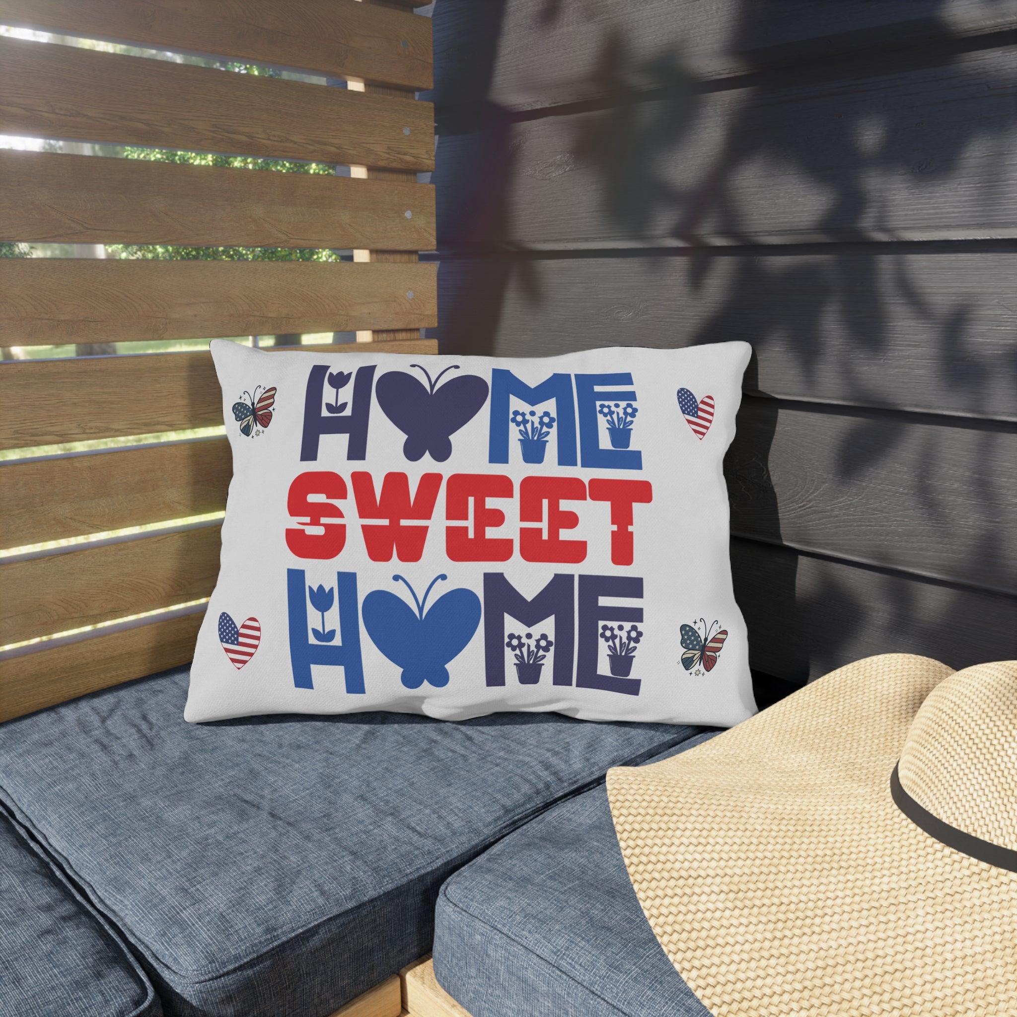 Patriotic Americana Throw Pillow  - 4th of July Outdoor Pillow