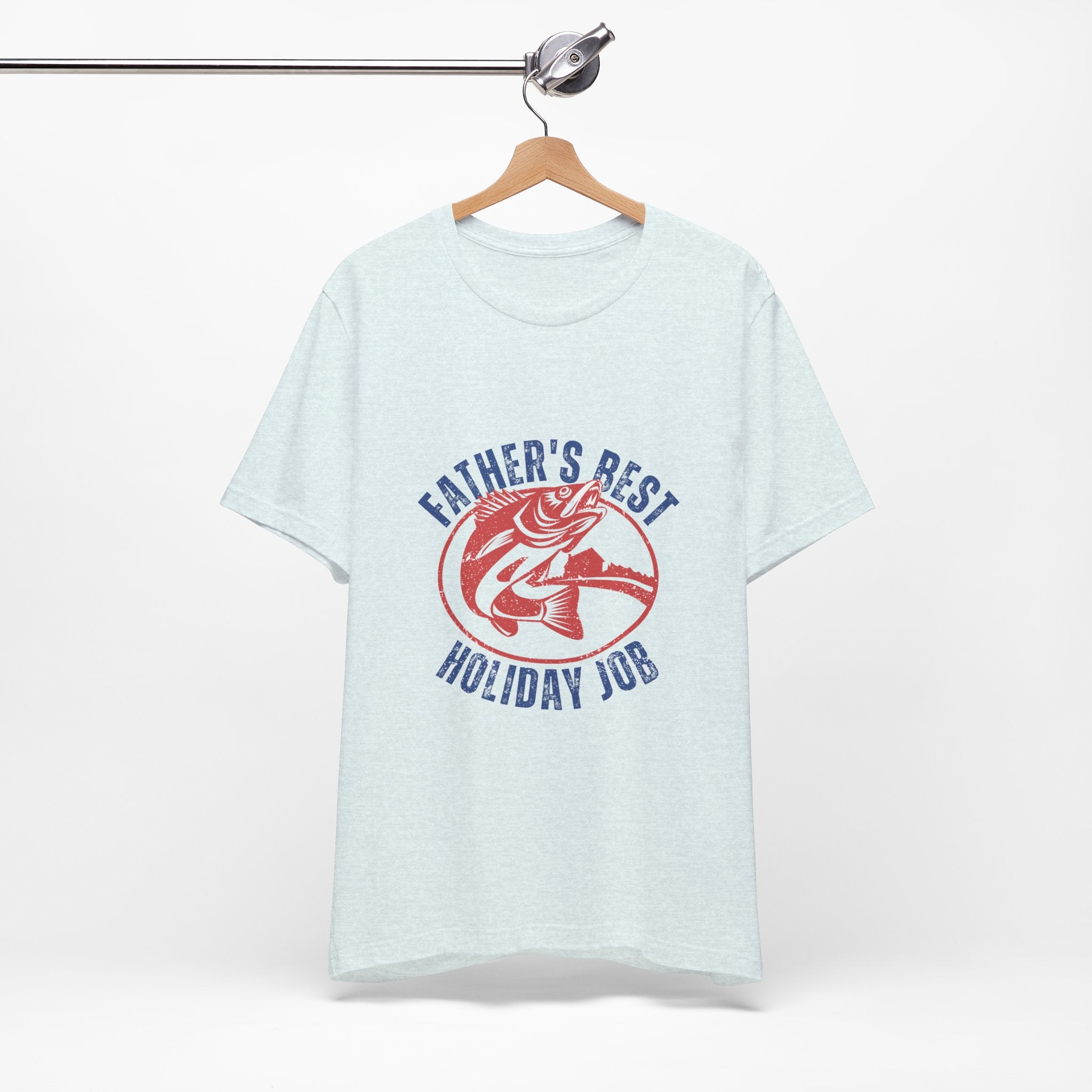 Father's Best Holiday Job T-Shirt — Vintage Fishing Dad Christmas Tee