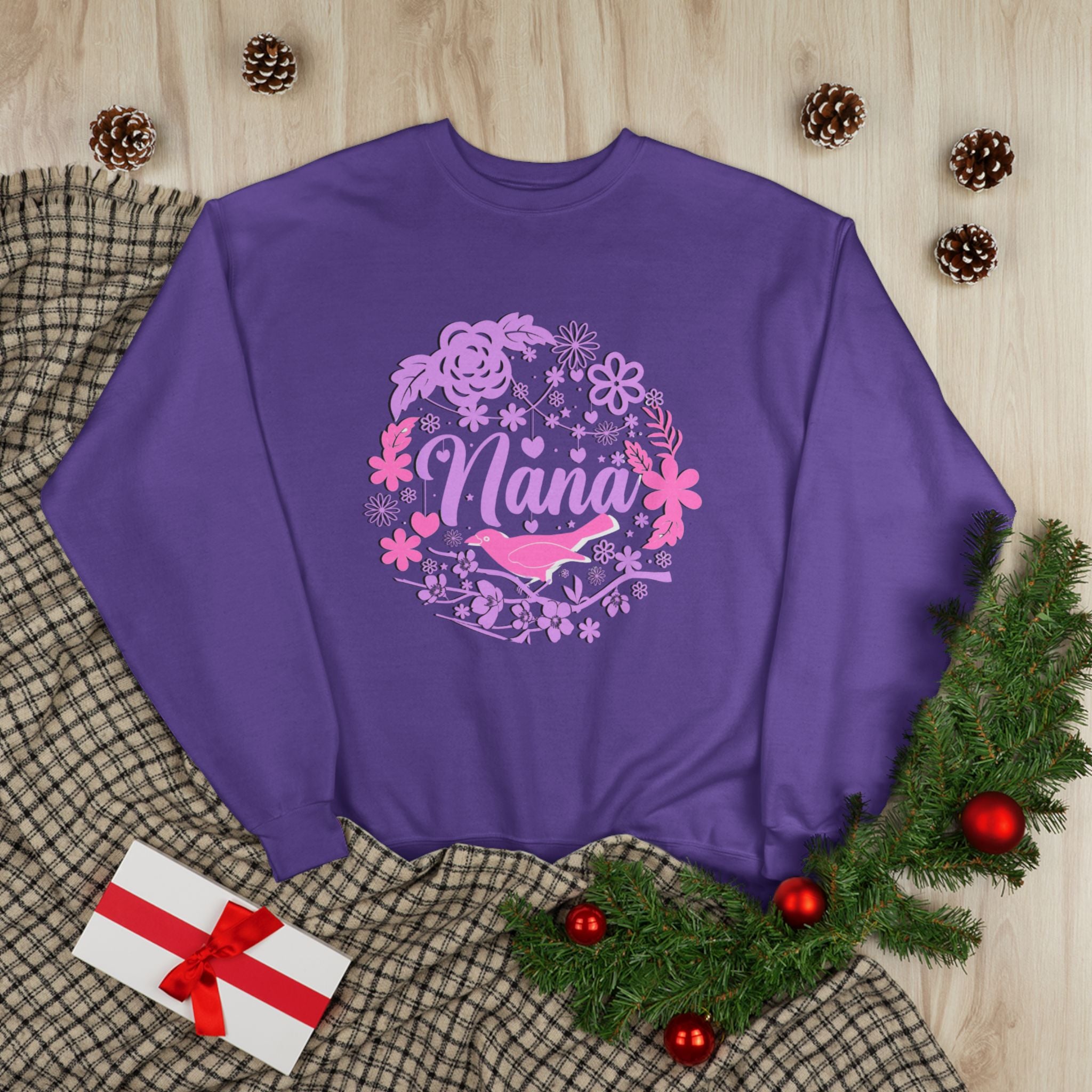 Nana Floral Crewneck Sweatshirt — Pink /Purple Grandma Gift