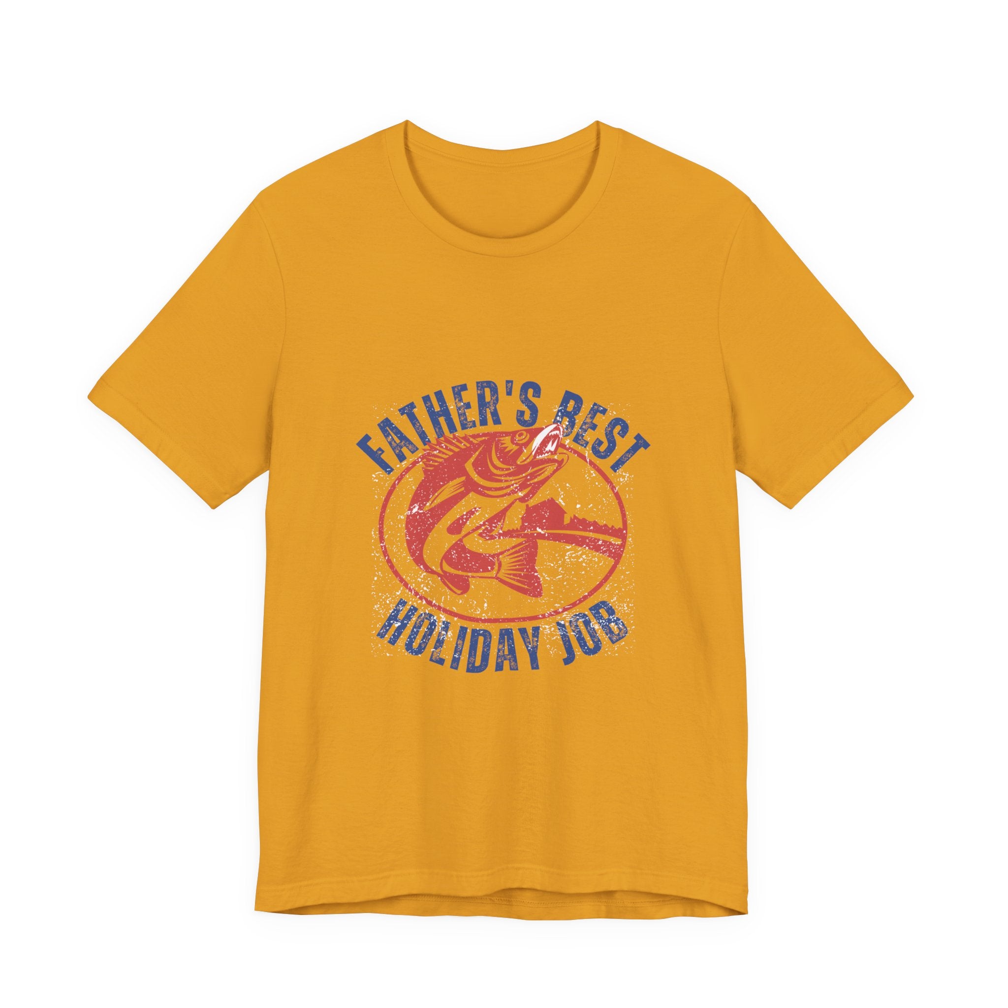 Father's Best Holiday Job T-Shirt — Vintage Fishing Dad Christmas Tee