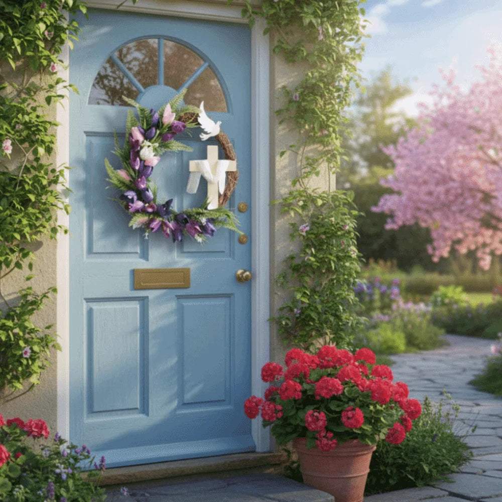 Easter Tulip Cross Wreath