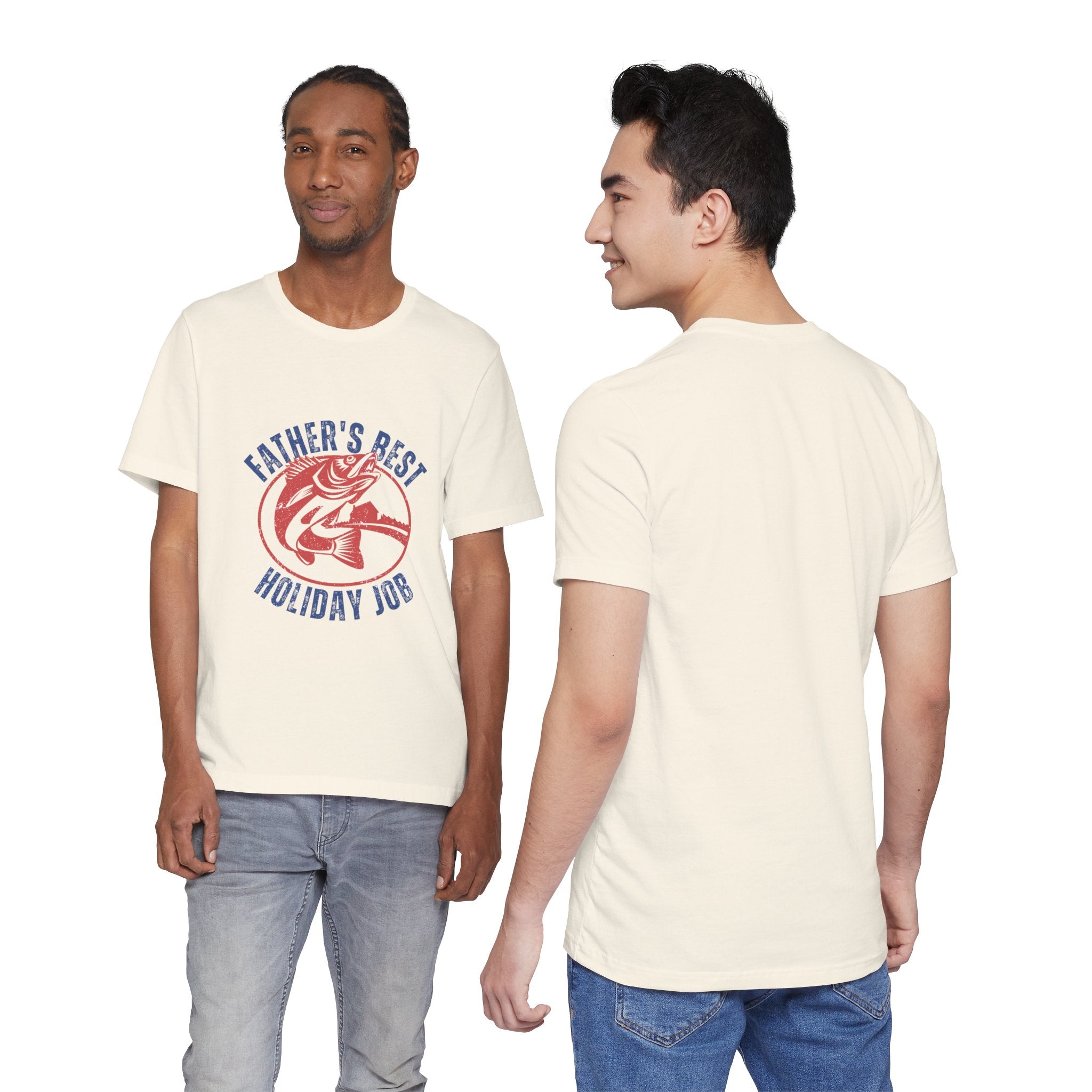 Father's Best Holiday Job T-Shirt — Vintage Fishing Dad Christmas Tee