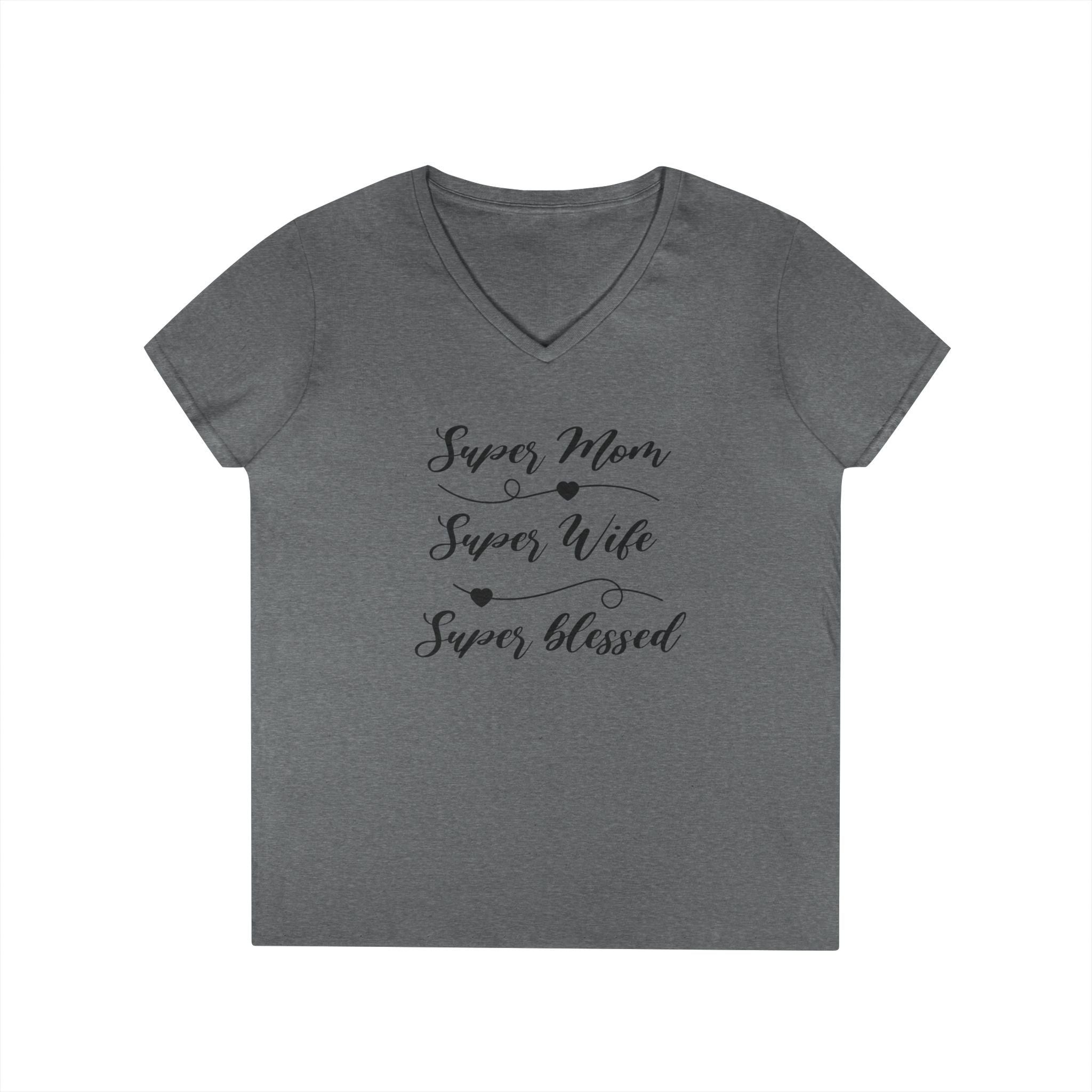 Super Mom Super Wife Super Blessed V-Neck Tee