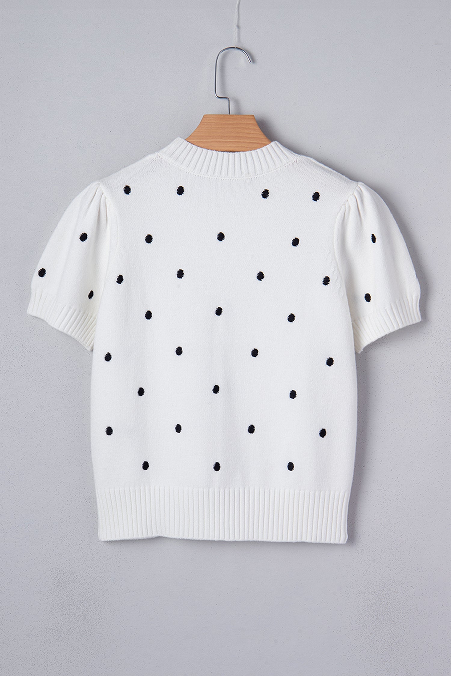 Polka Dot Bubble Short Sleeve Sweater ~ B & W