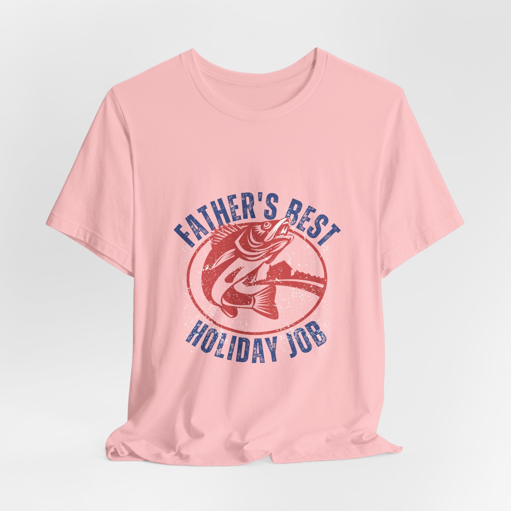 Father's Best Holiday Job T-Shirt — Vintage Fishing Dad Christmas Tee