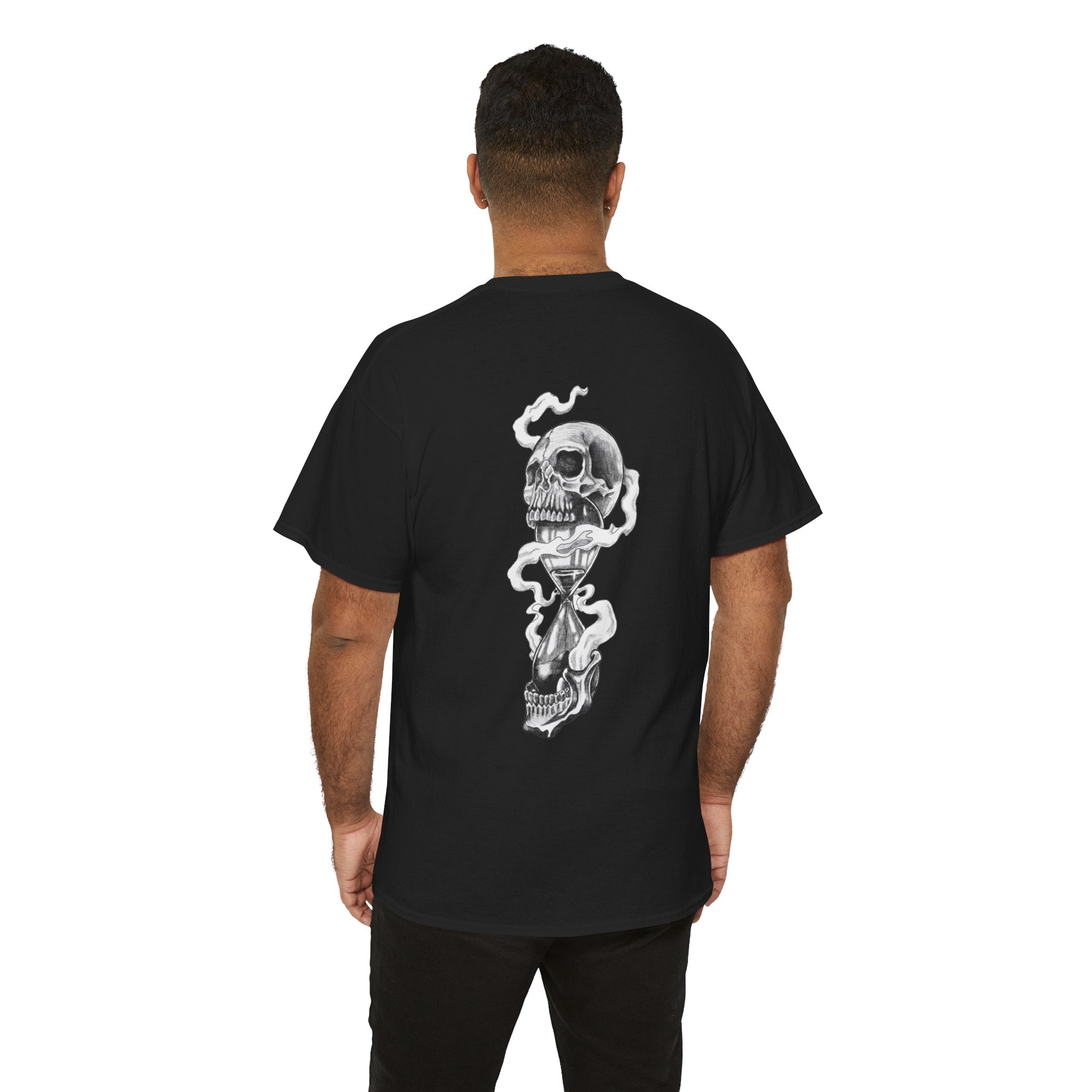 Skull Hourglass Tee — Gothic Skull Backprint Graphic T-Shirt