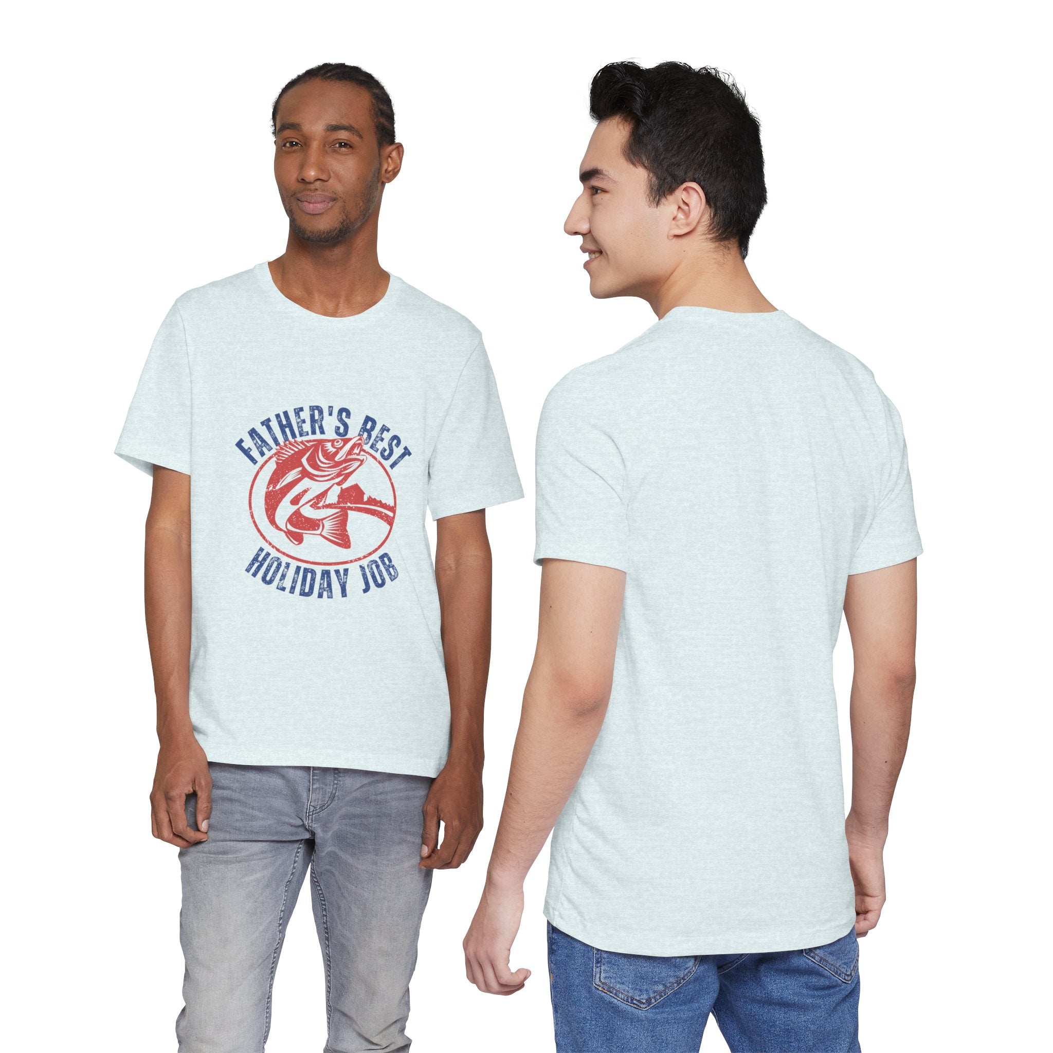Father's Best Holiday Job T-Shirt — Vintage Fishing Dad Christmas Tee