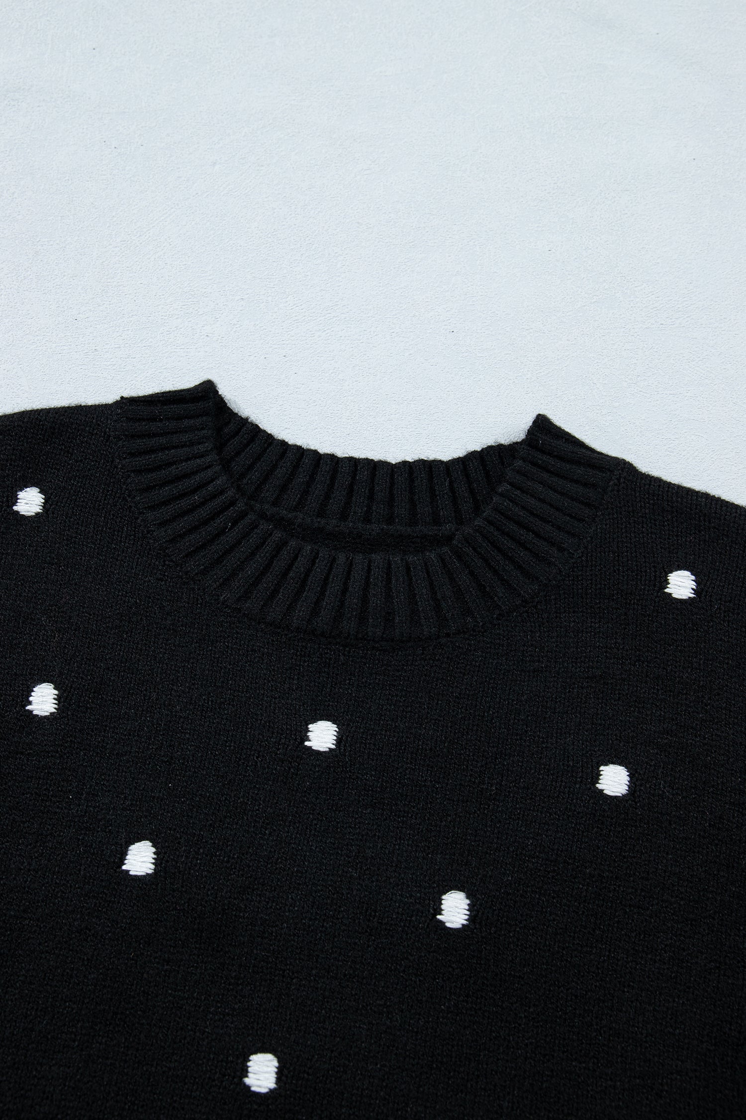 Polka Dot Bubble Short Sleeve Sweater ~ B & W