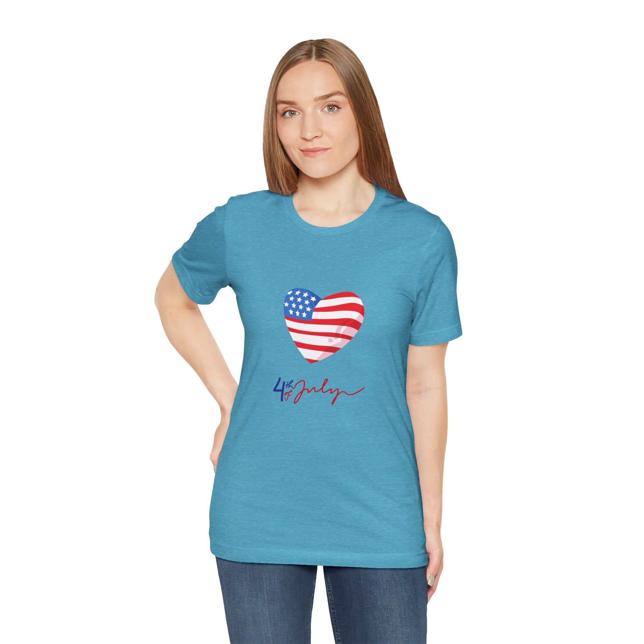 4th of July Heart Flag Tee — American Flag Heart Graphic T-Shirt