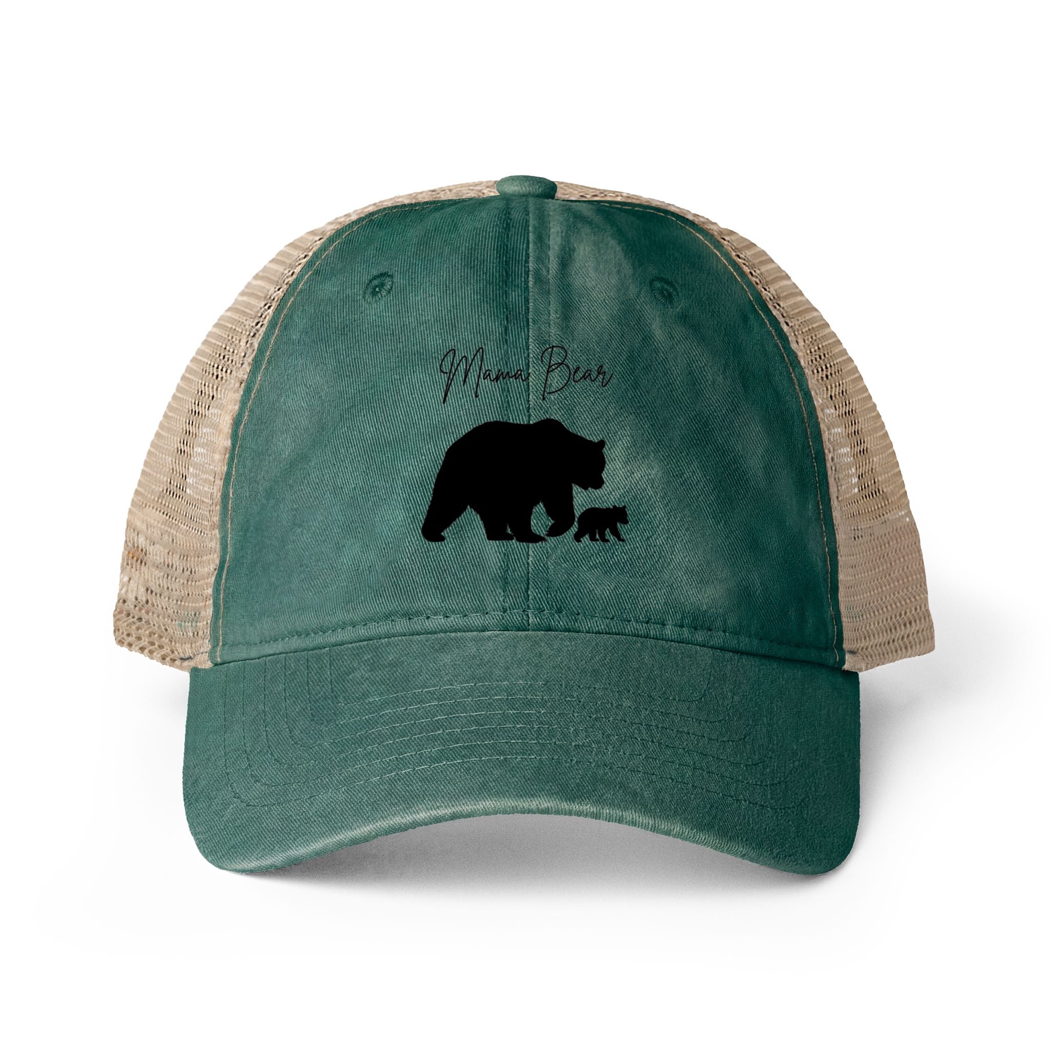Women's Washed Mesh-Back Cap - Mama Bear