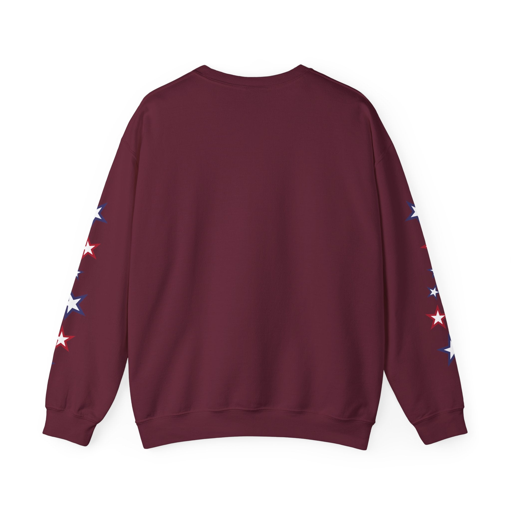 American Flag Castle Crewneck Sweatshirt — Patriotic Stars Sleeve Pullover