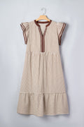 Harbor Stripe Maxi Dress — Tiered V-Neck Dress