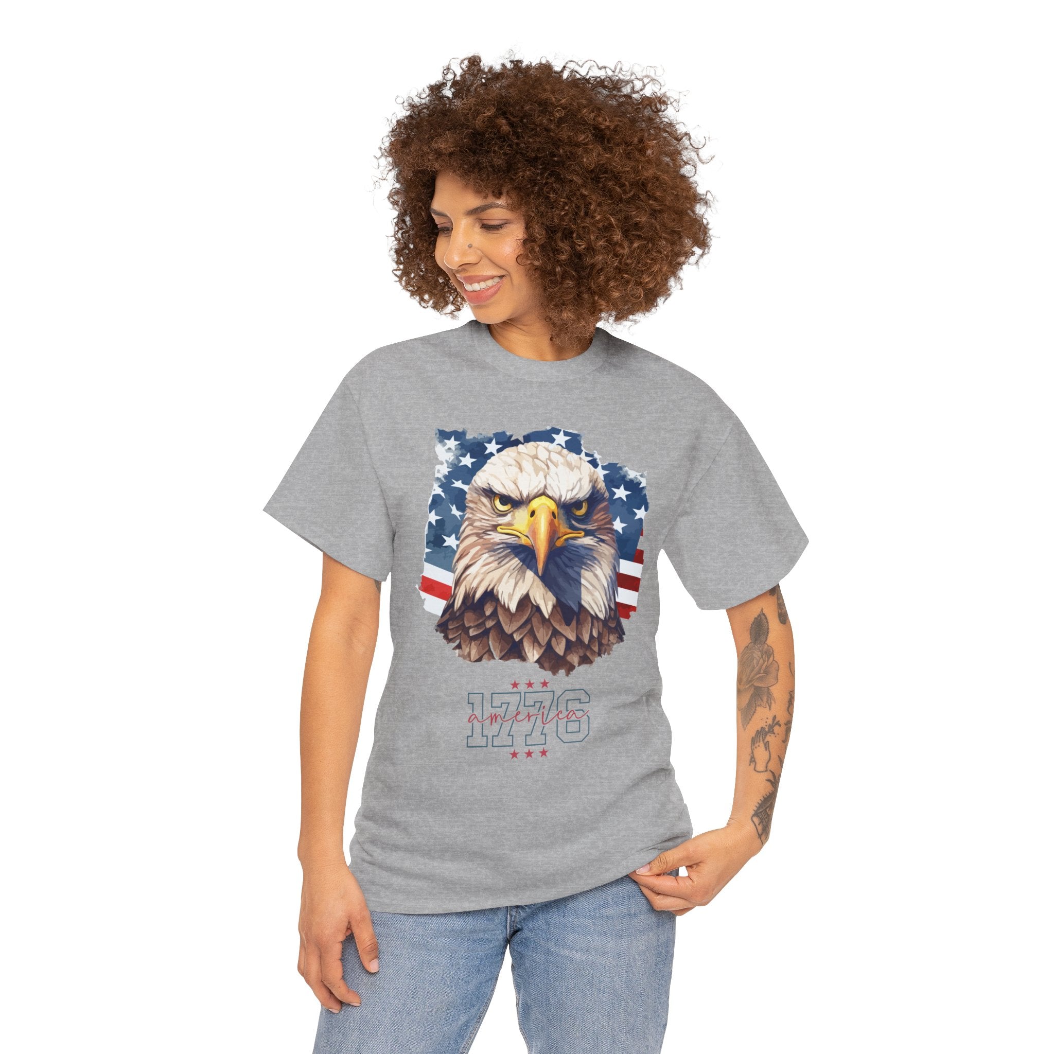Patriotic Eagle T-Shirt - '1776' American Flag Graphic Tee