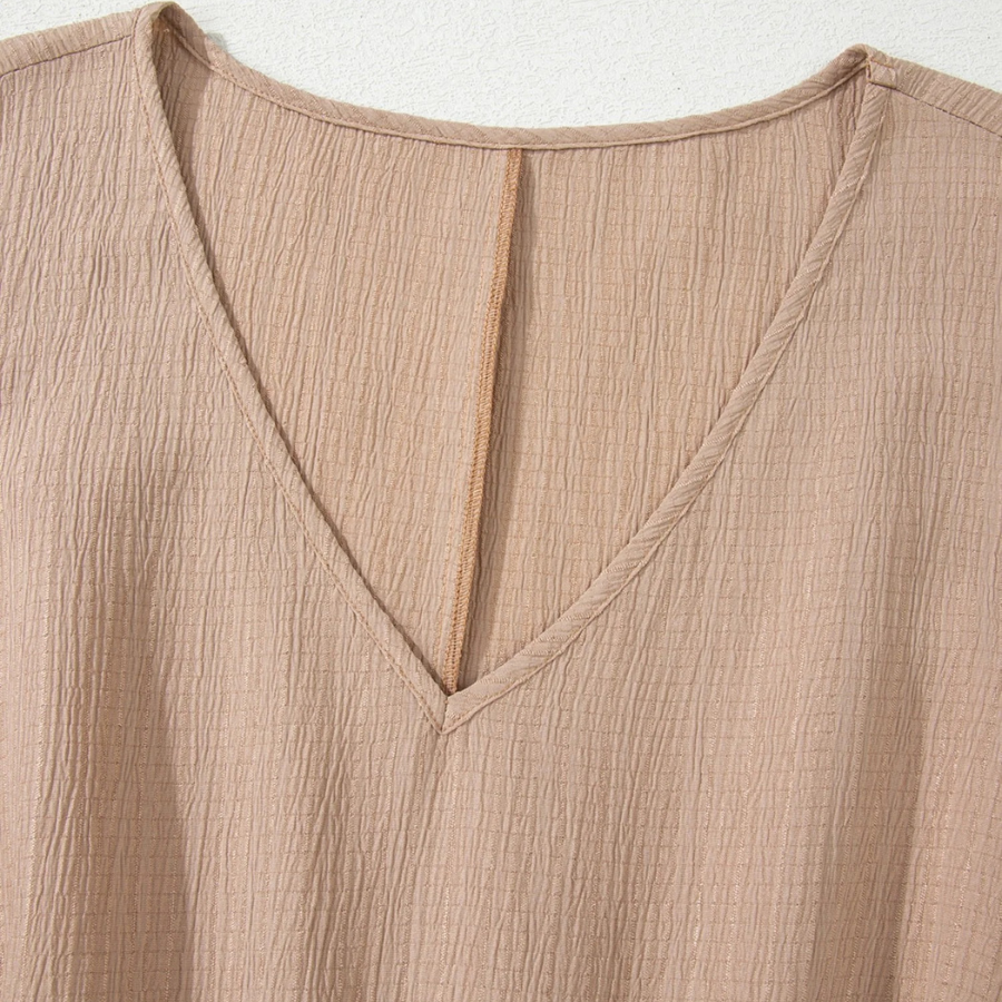 Plus Size Textured Ruffle Short Sleeve Dress