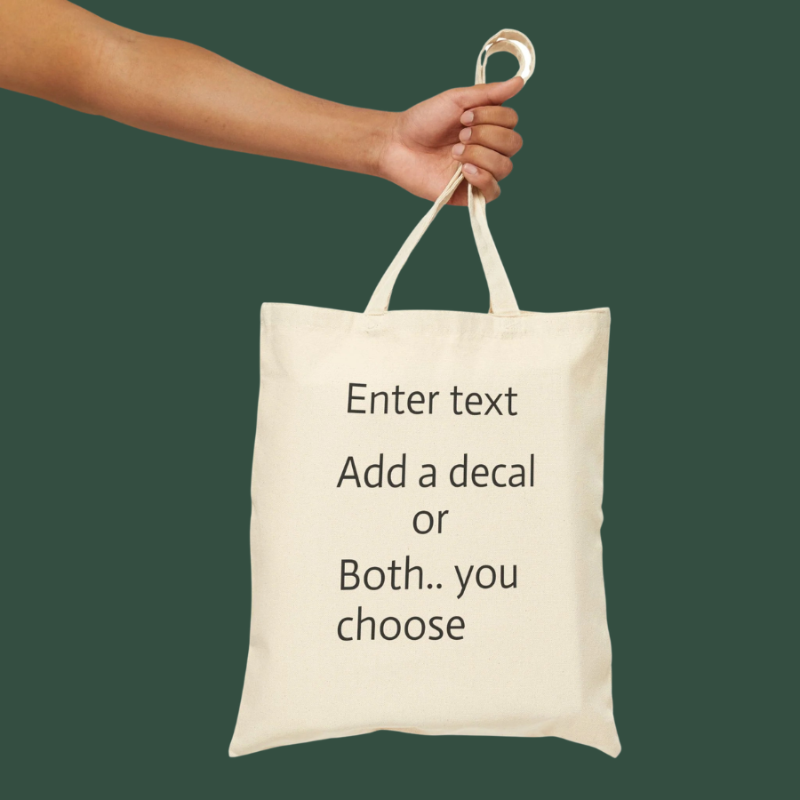 Canvas Tote Bag — Customizable Natural Cotton Tote (Add Text or Decal)