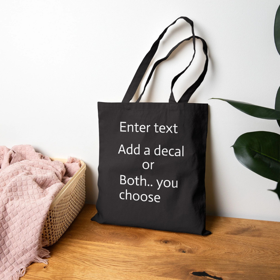 Canvas Tote Bag — Customizable Natural Cotton Tote (Add Text or Decal)