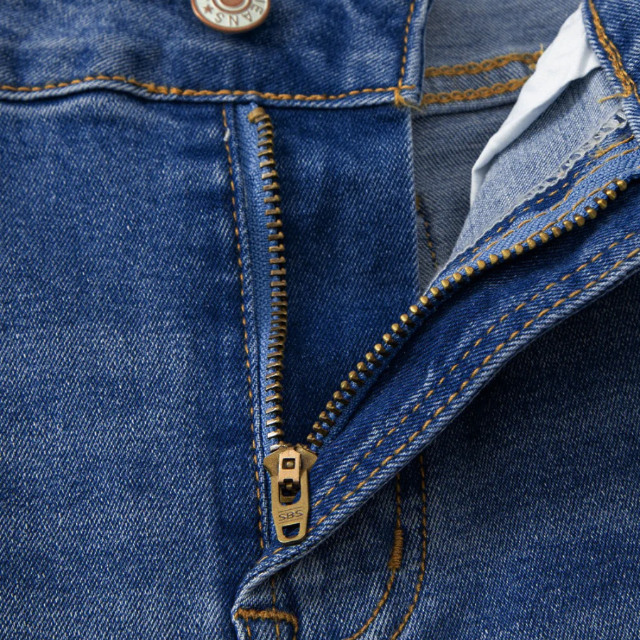 Denim Raw Hem Straight Leg Jeans
