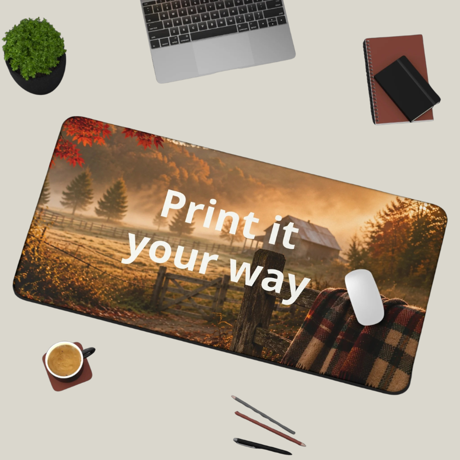 Custom Photo Desk Mat — Personalized Scenic Office Mousepad ("Print it your way")