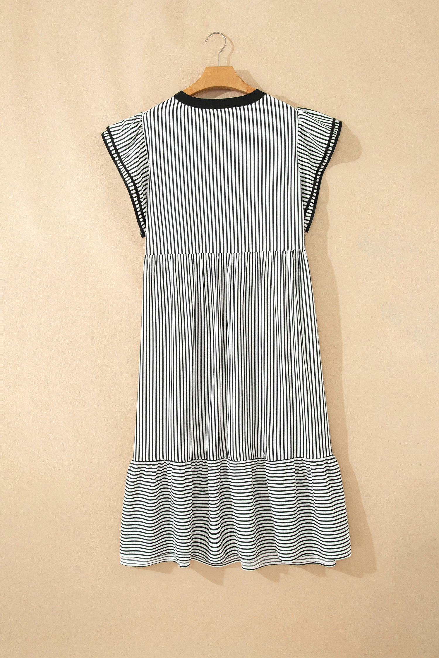 Harbor Stripe Maxi Dress — Tiered V-Neck Dress