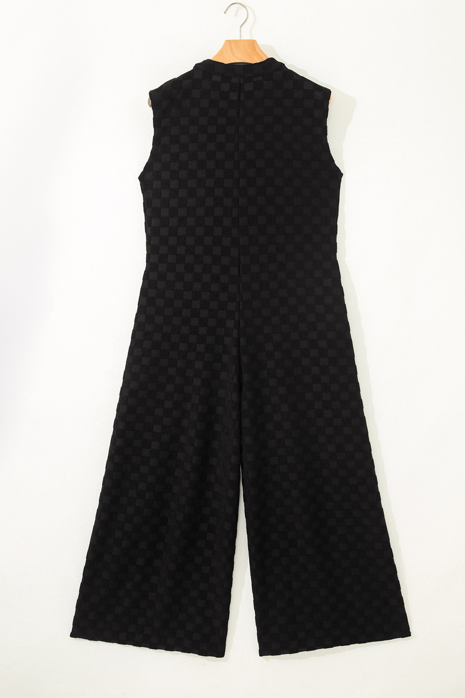Drift line Textured Jumpsuit — Sleeveless Wide-Leg One-Piece