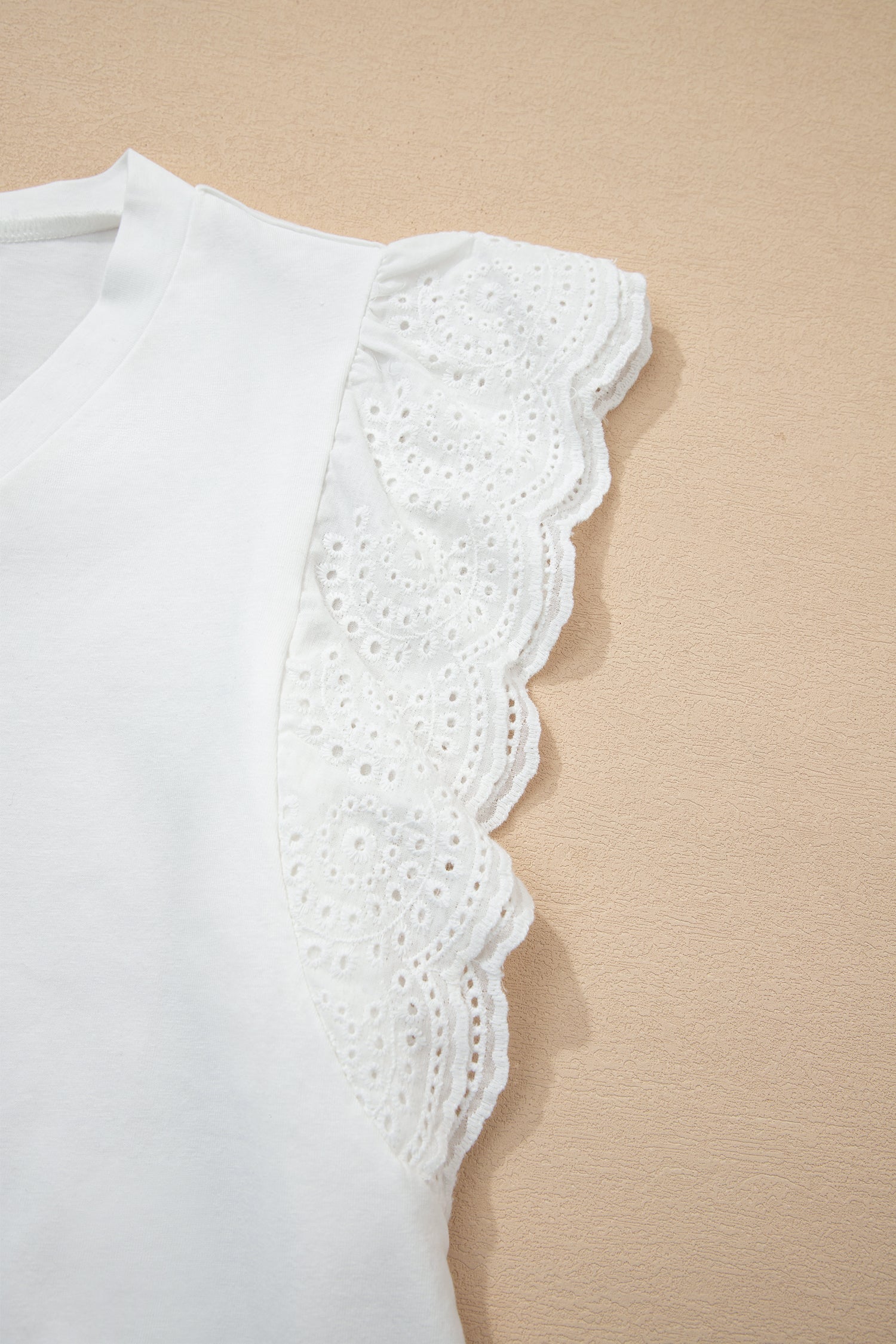 Willow~Lace Flutter Blouse — Pleated Lace Detail Top
