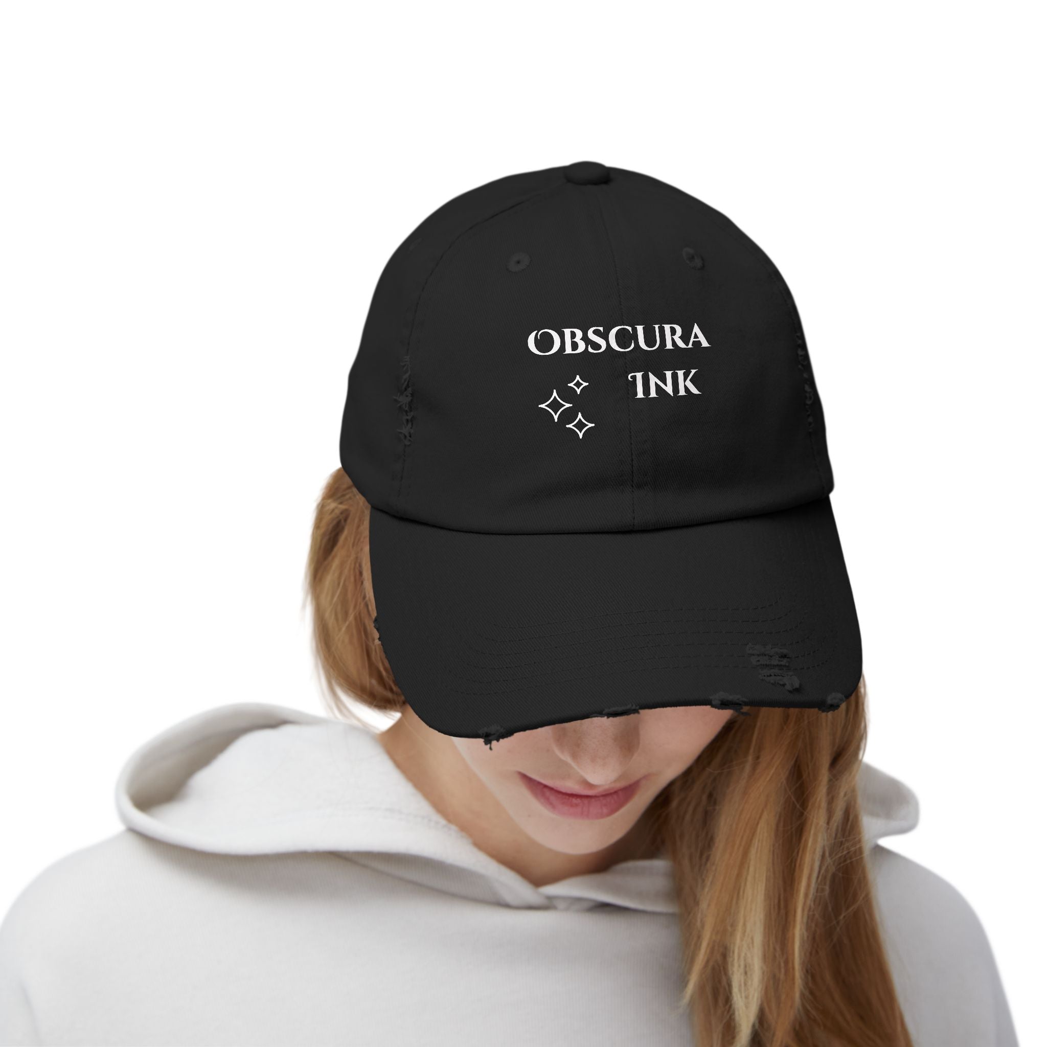 Obscura Ink Distressed Baseball Cap — Name Logo